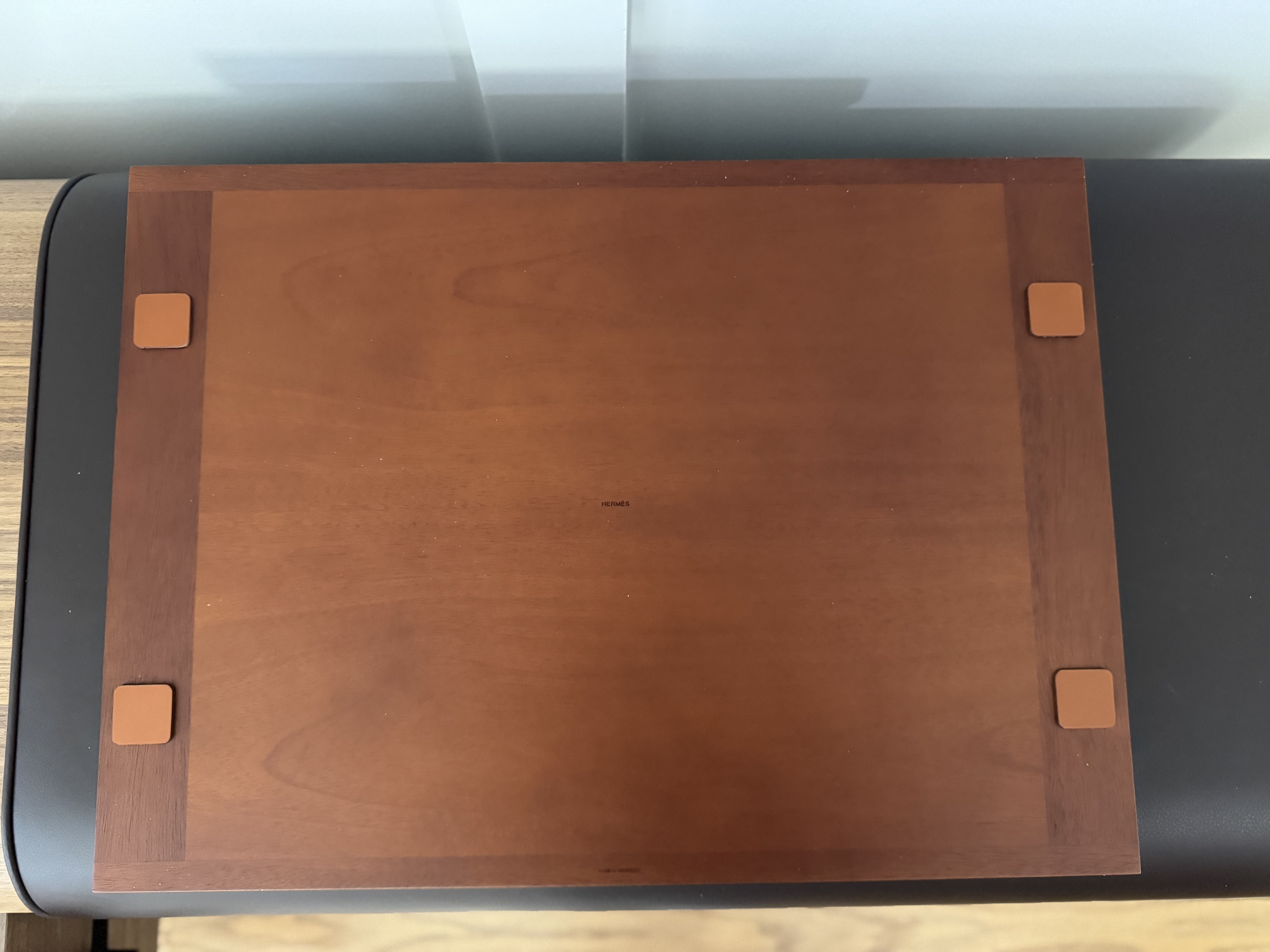 New Hermes Etriviere Tray in solid natural mahogany/ brique