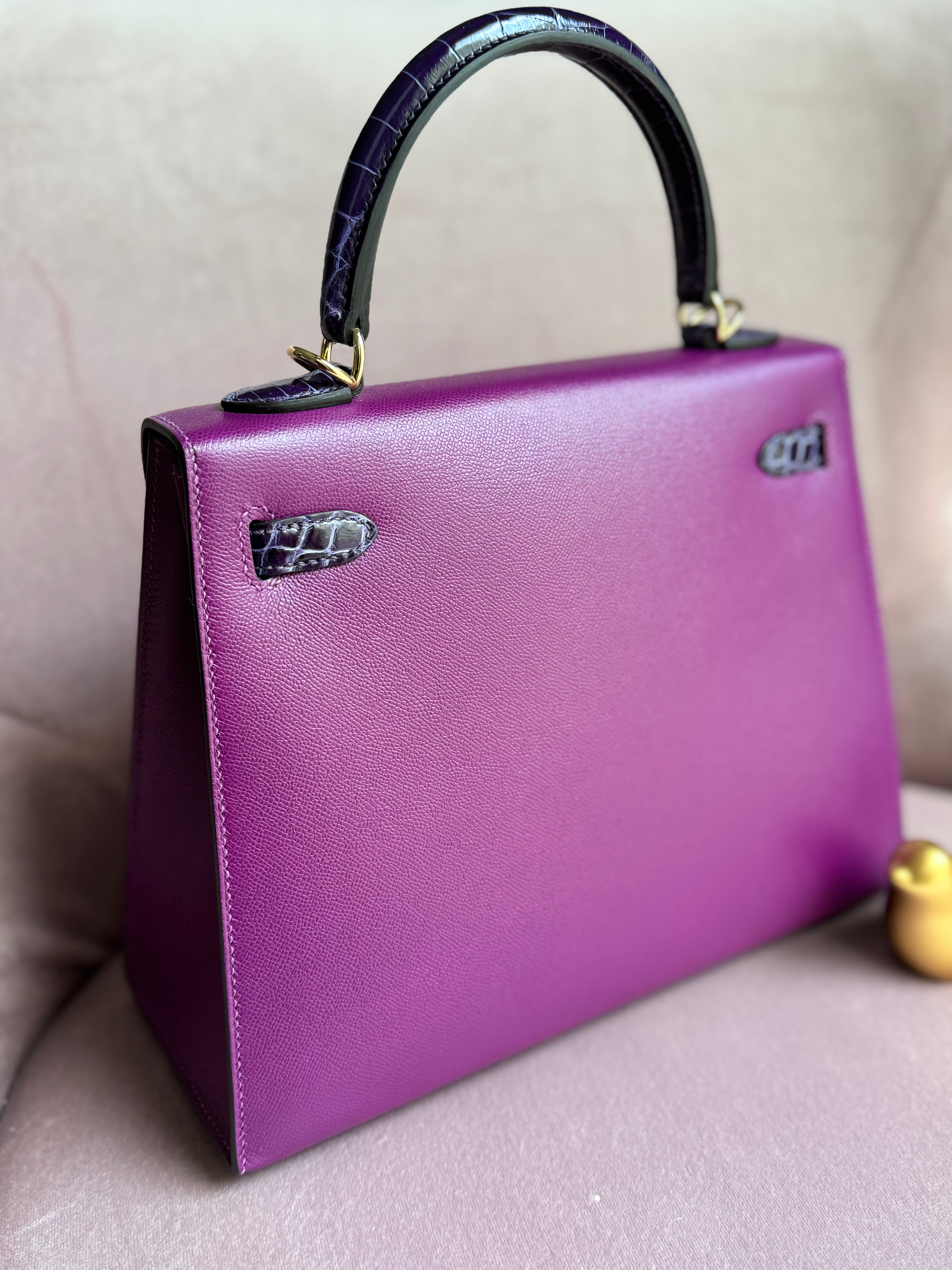 Hermes Kelly 25 Touch Anemone/amethyst Purple Shiny Niloticus Sellier Gold HW