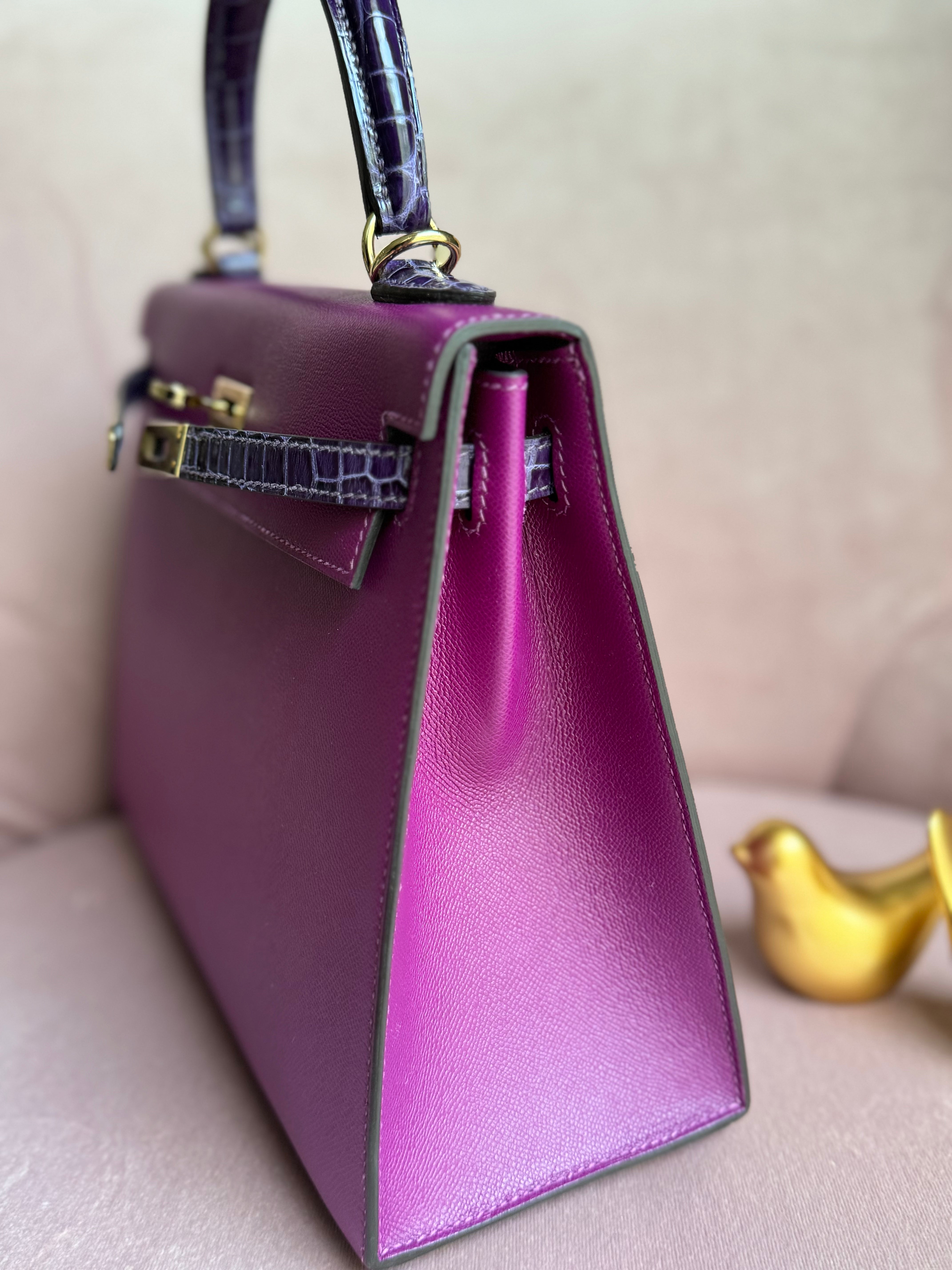 Hermes Kelly 25 Touch Anemone/amethyst Purple Shiny Niloticus Sellier Gold HW