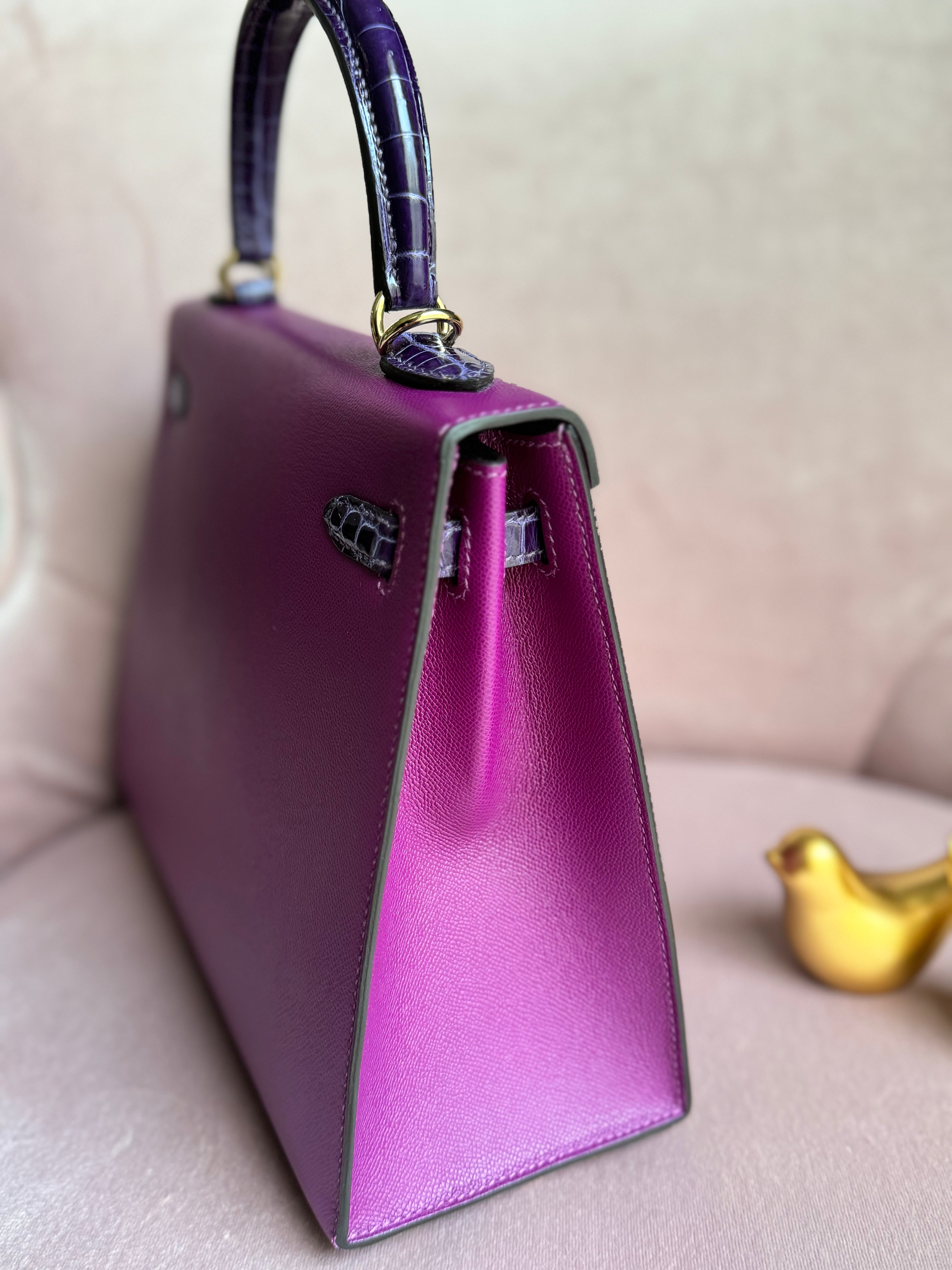 Hermes Kelly 25 Touch Anemone/amethyst Purple Shiny Niloticus Sellier Gold HW