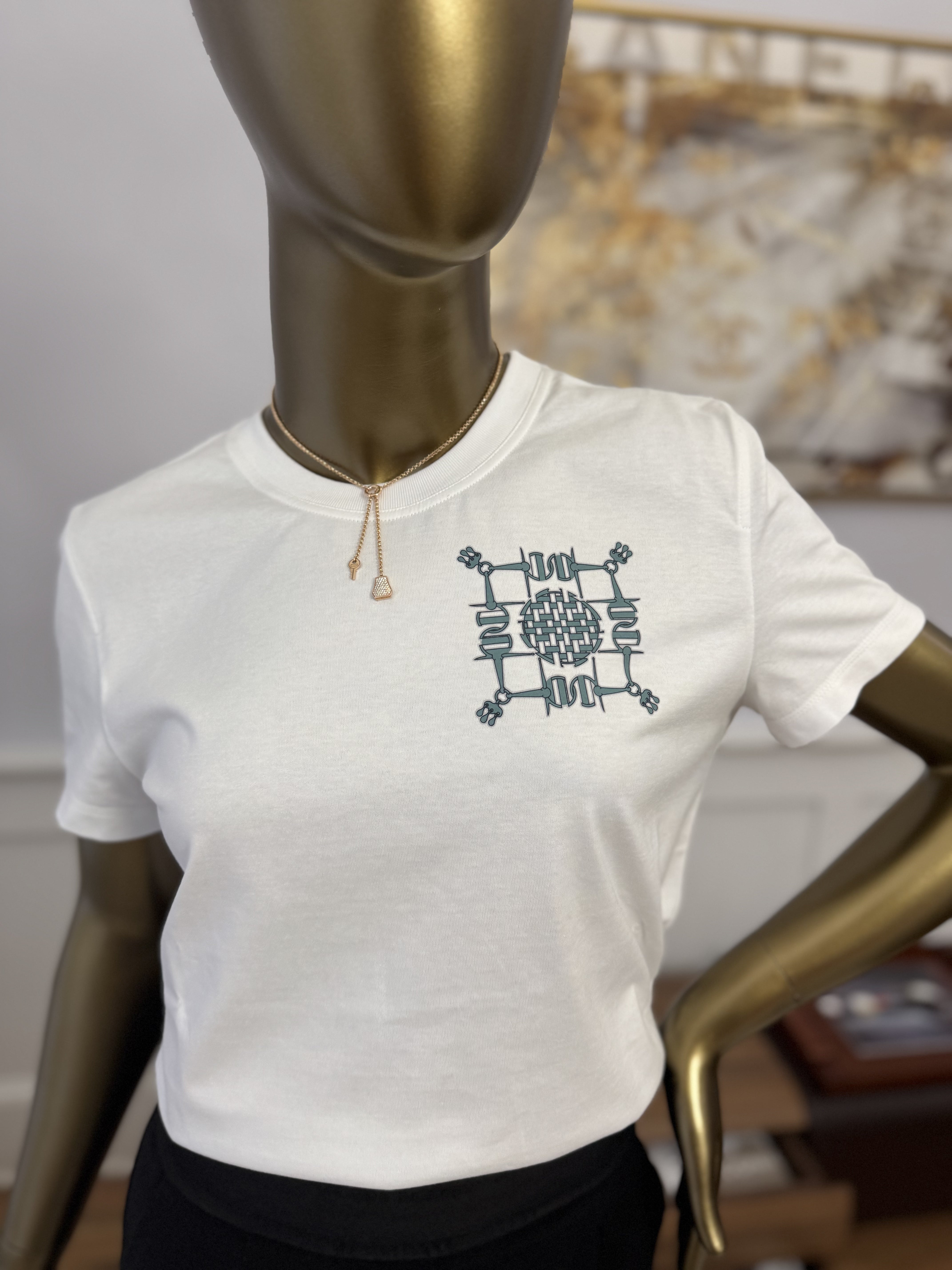 Hermes T-shirt Droit Mini Mors Blanc 38