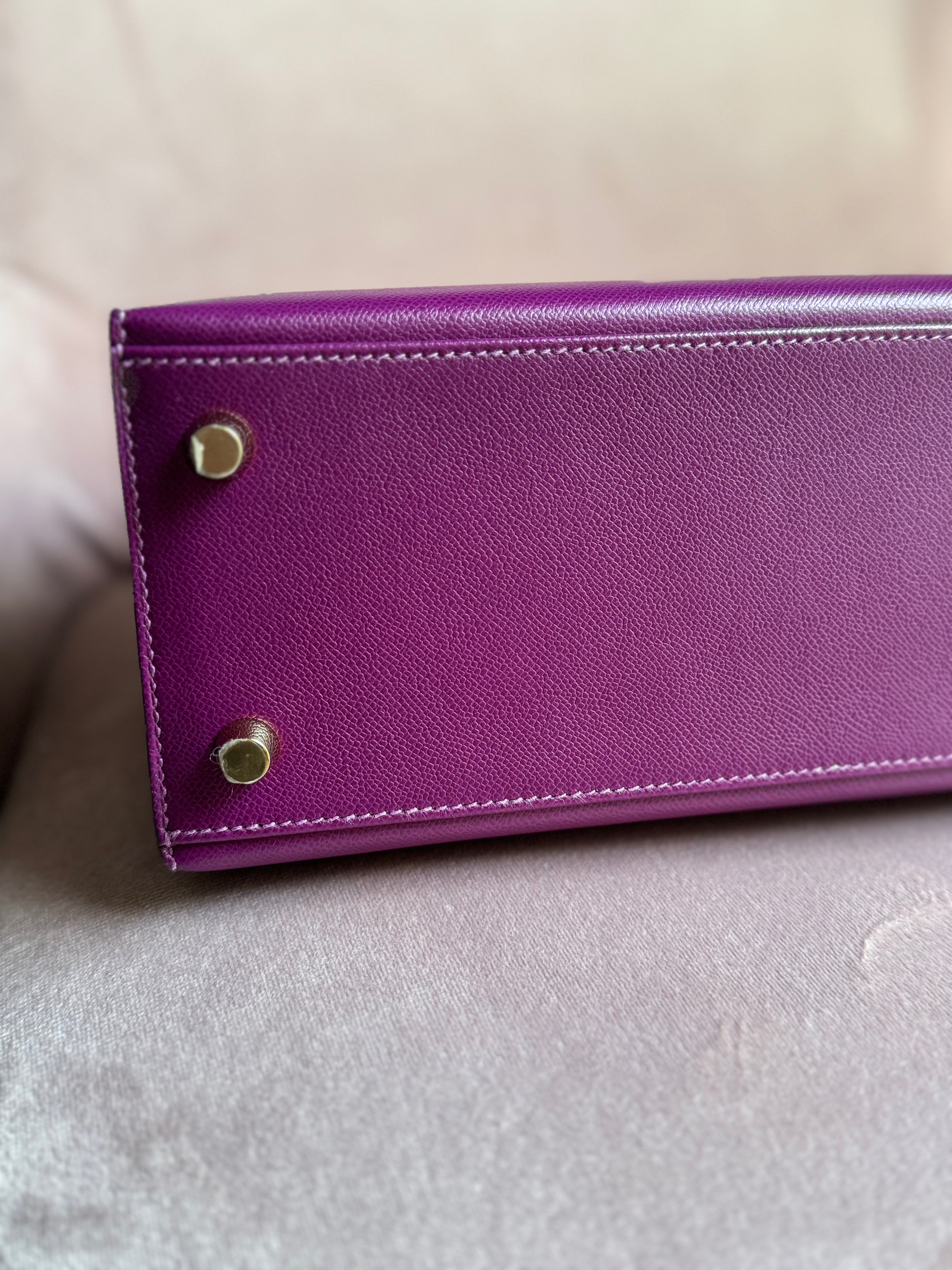 Hermes Kelly 25 Touch Anemone/amethyst Purple Shiny Niloticus Sellier Gold HW