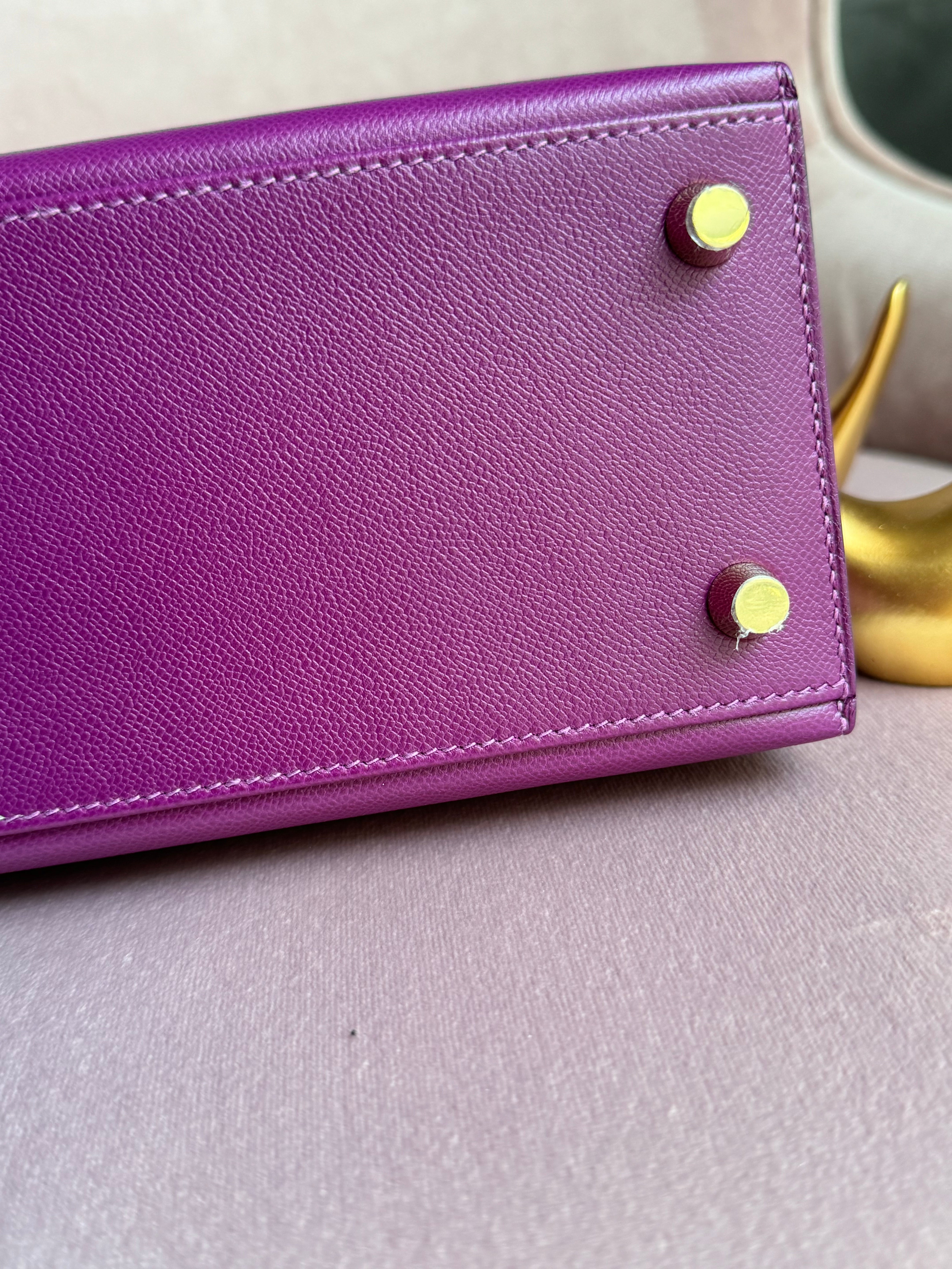 Hermes Kelly 25 Touch Anemone/amethyst Purple Shiny Niloticus Sellier Gold HW