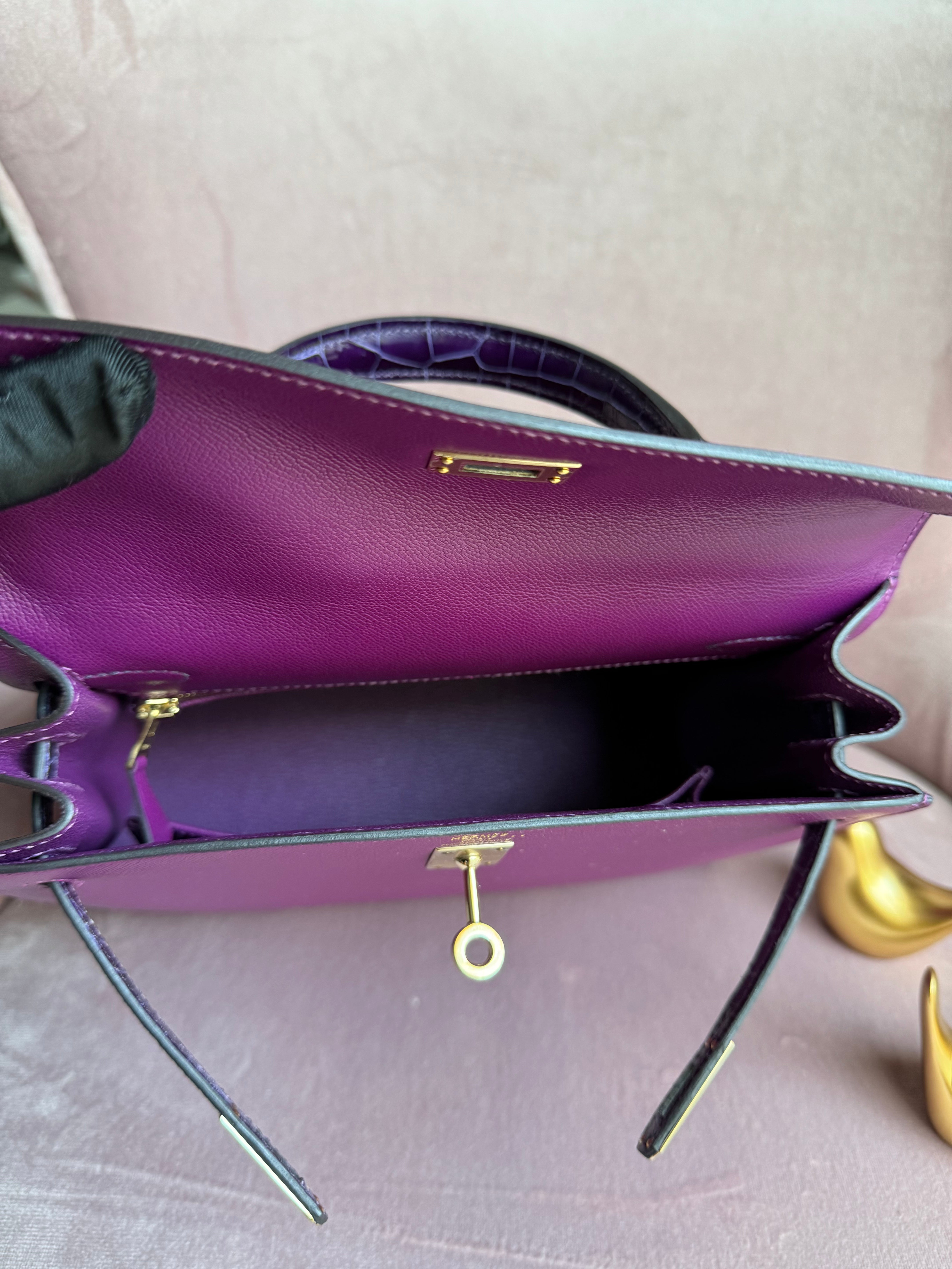 Hermes Kelly 25 Touch Anemone/amethyst Purple Shiny Niloticus Sellier Gold HW