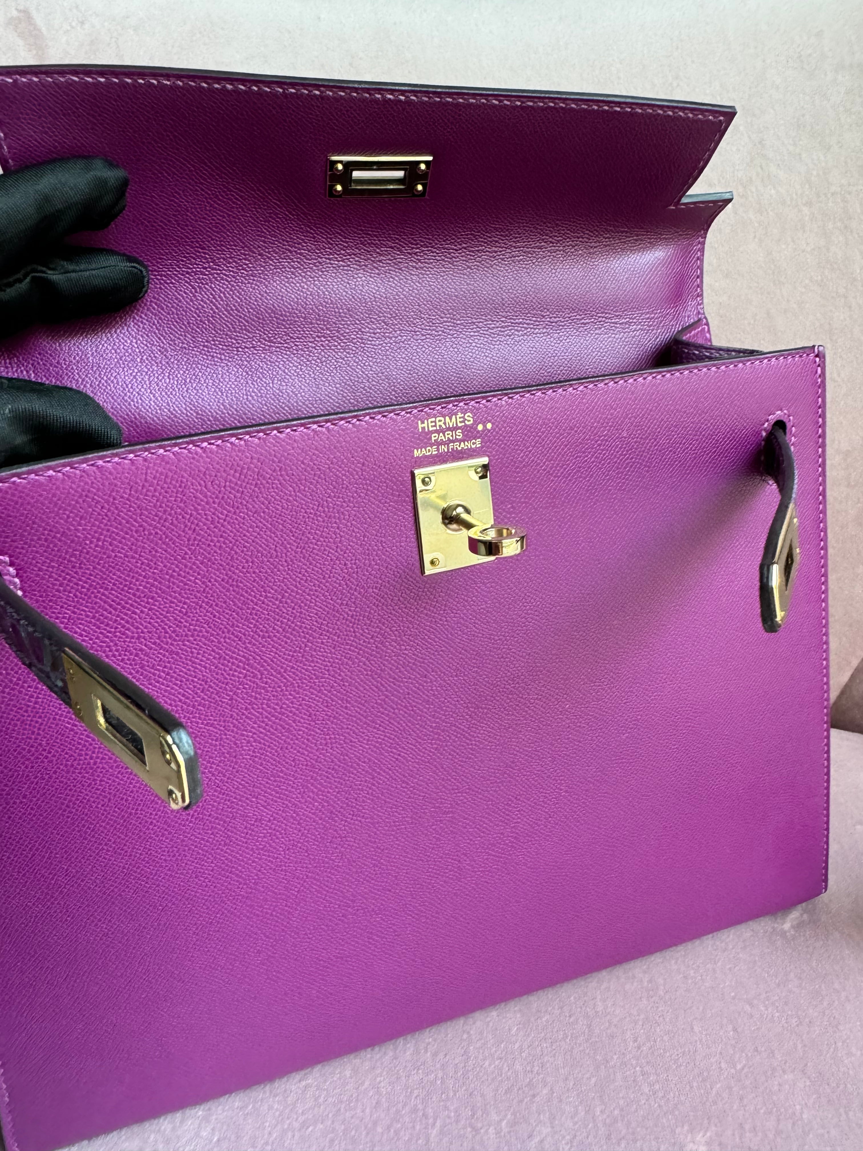 Hermes Kelly 25 Touch Anemone/amethyst Purple Shiny Niloticus Sellier Gold HW