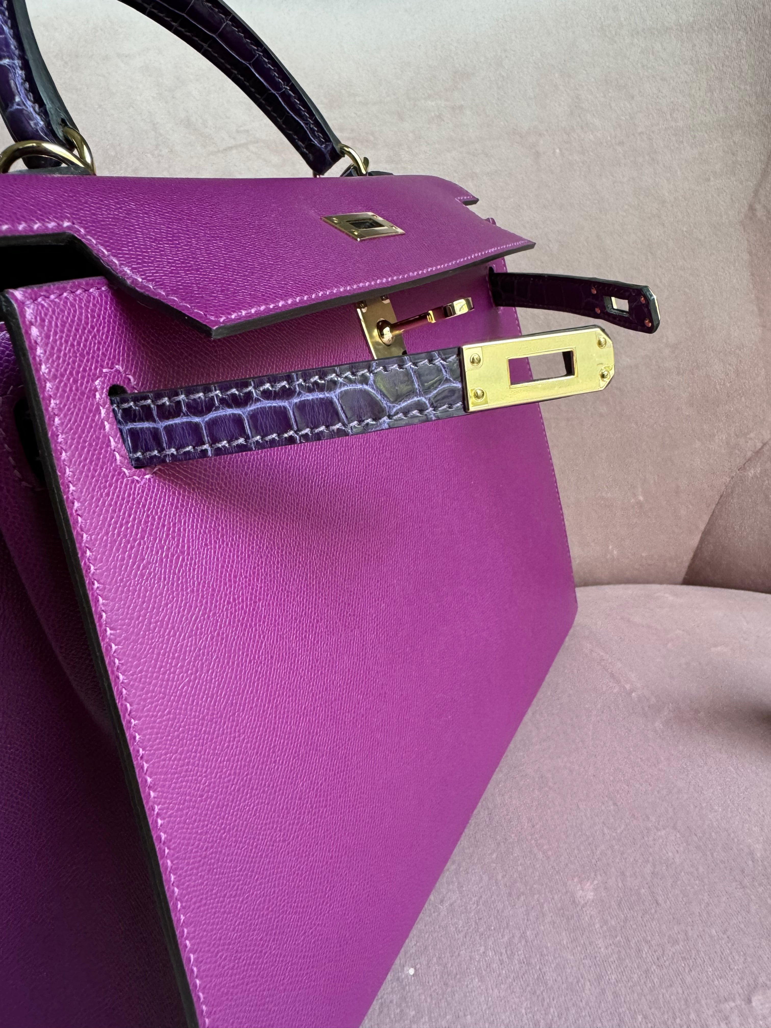 Hermes Kelly 25 Touch Anemone/amethyst Purple Shiny Niloticus Sellier Gold HW