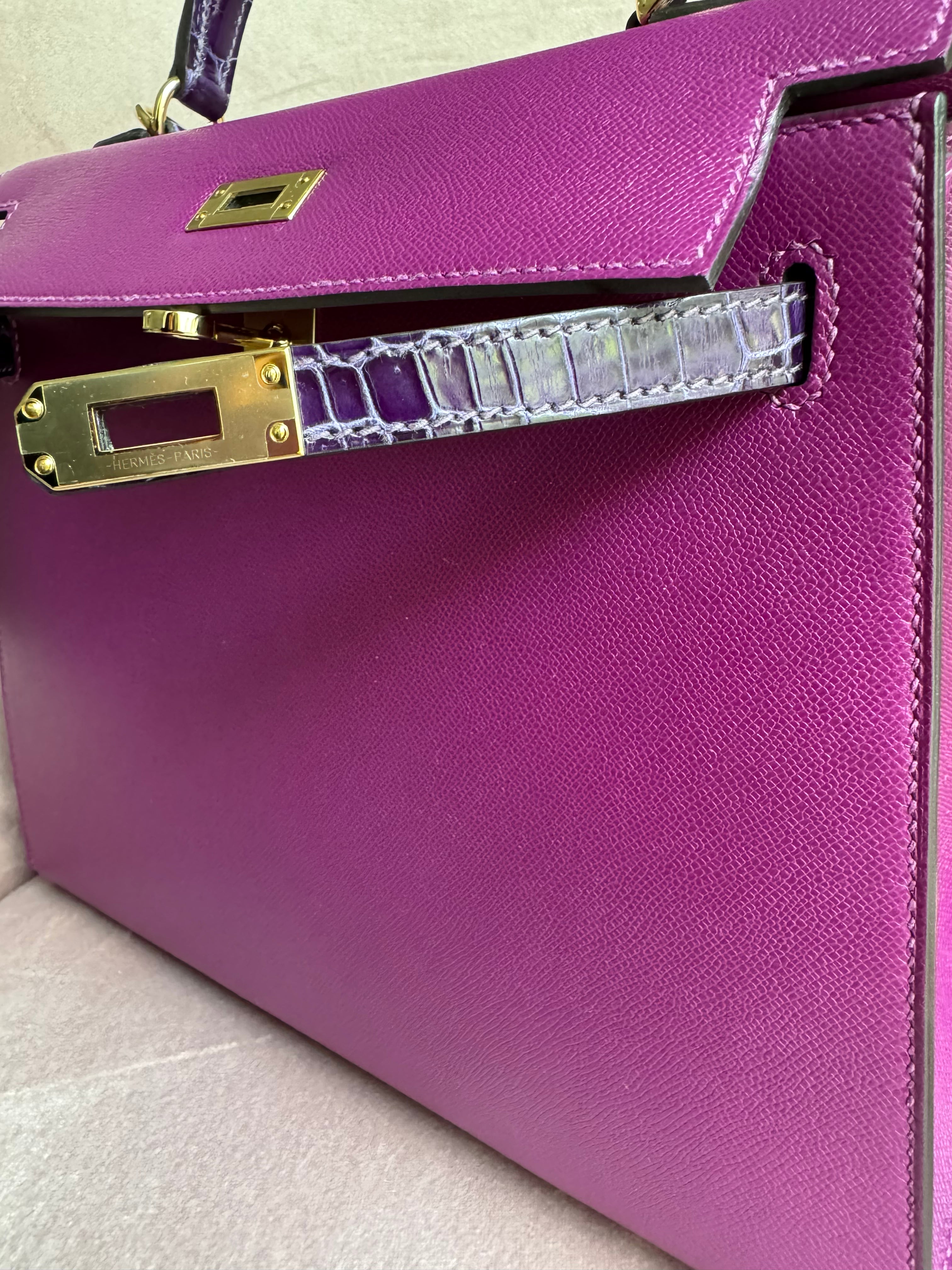 Hermes Kelly 25 Touch Anemone/amethyst Purple Shiny Niloticus Sellier Gold HW