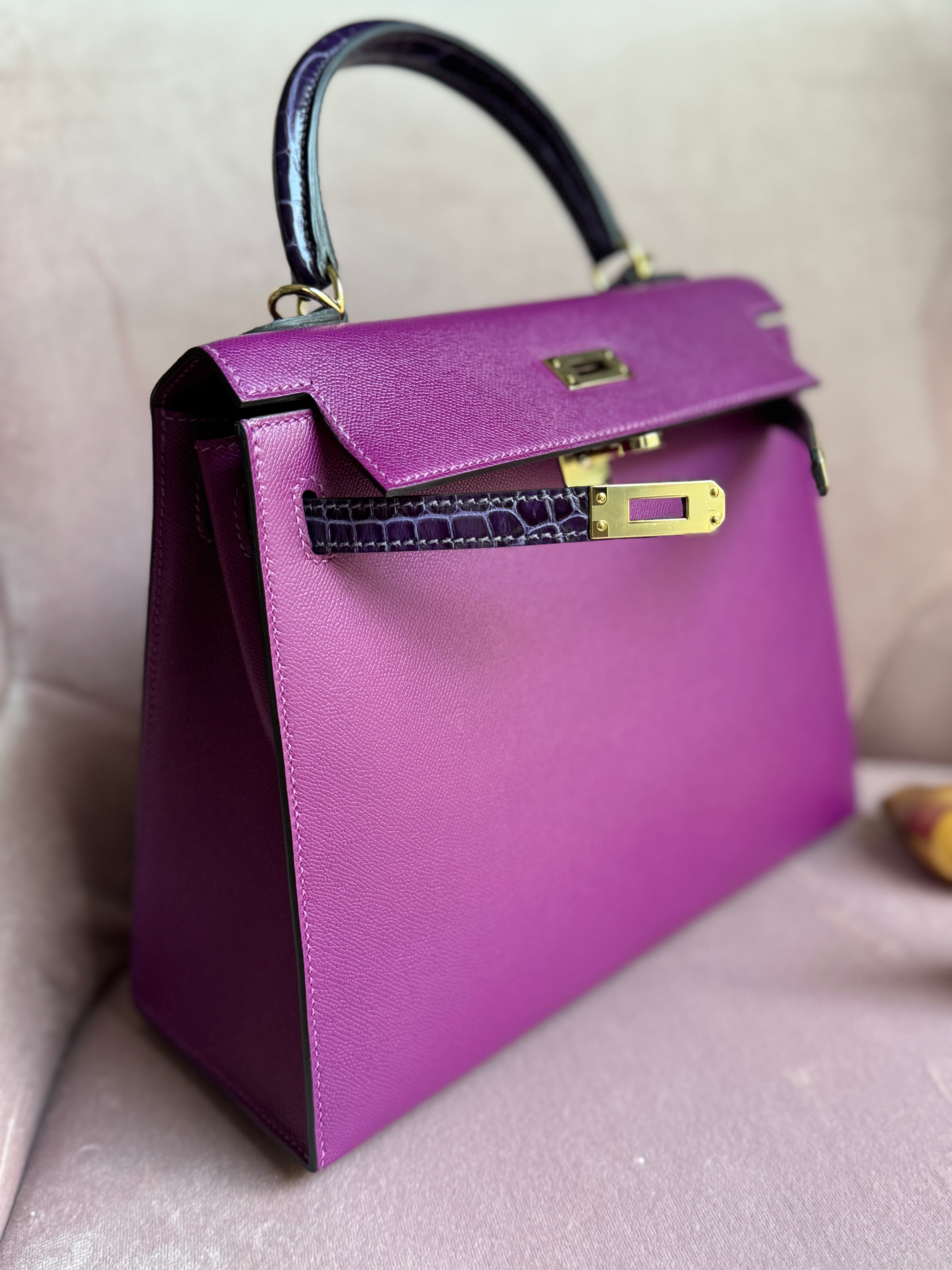 Hermes Kelly 25 Touch Anemone/amethyst Purple Shiny Niloticus Sellier Gold HW