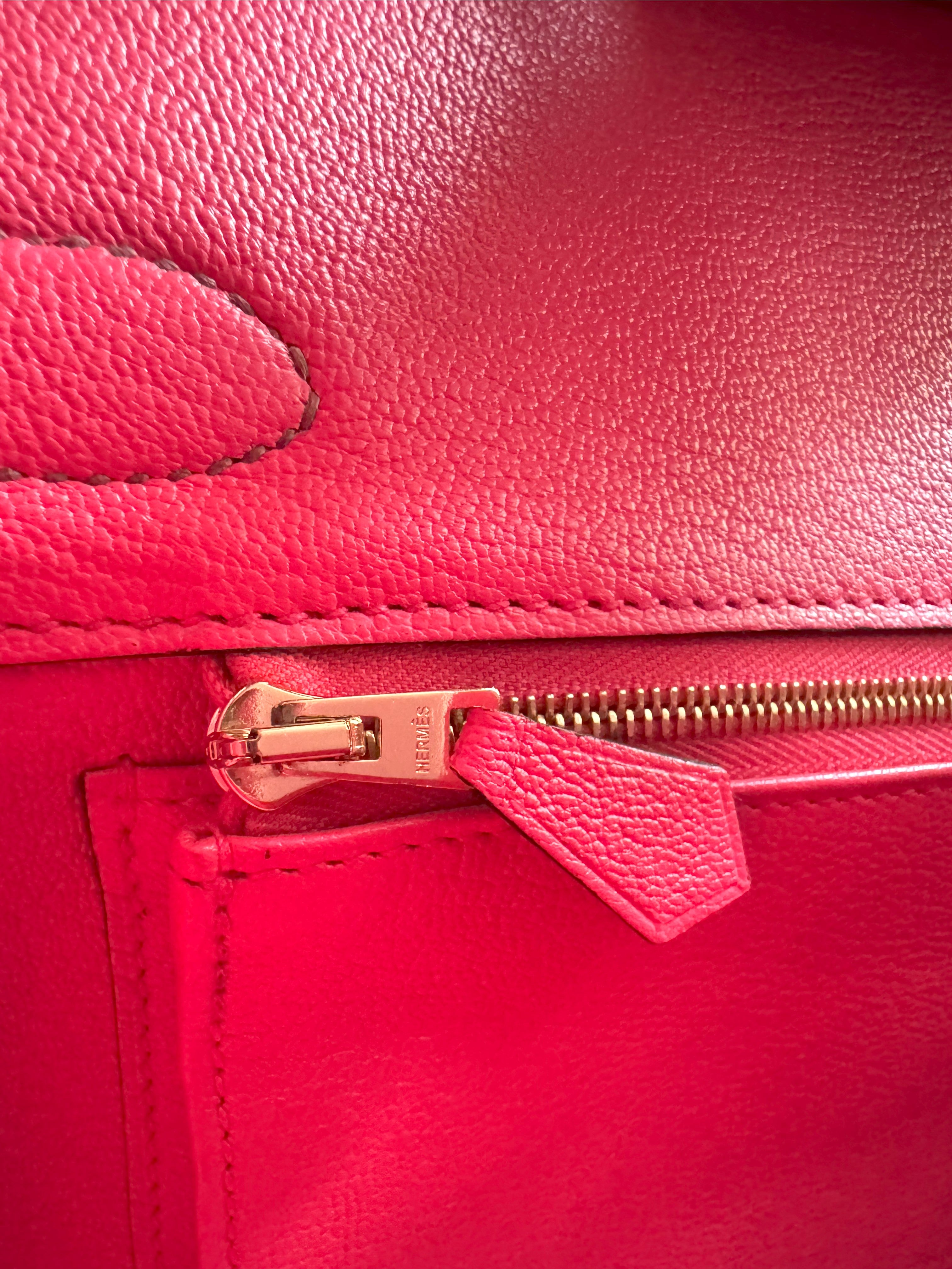 NEW Hermes Birkin 30 Touch Rouge H/Rose Azalea Clemence/Sombrero Gold HW #D 2021