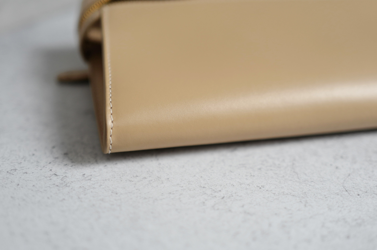 Loro Piana Extra Clutch L29 Light Mastic Calfskin with Sun Gold Hardware