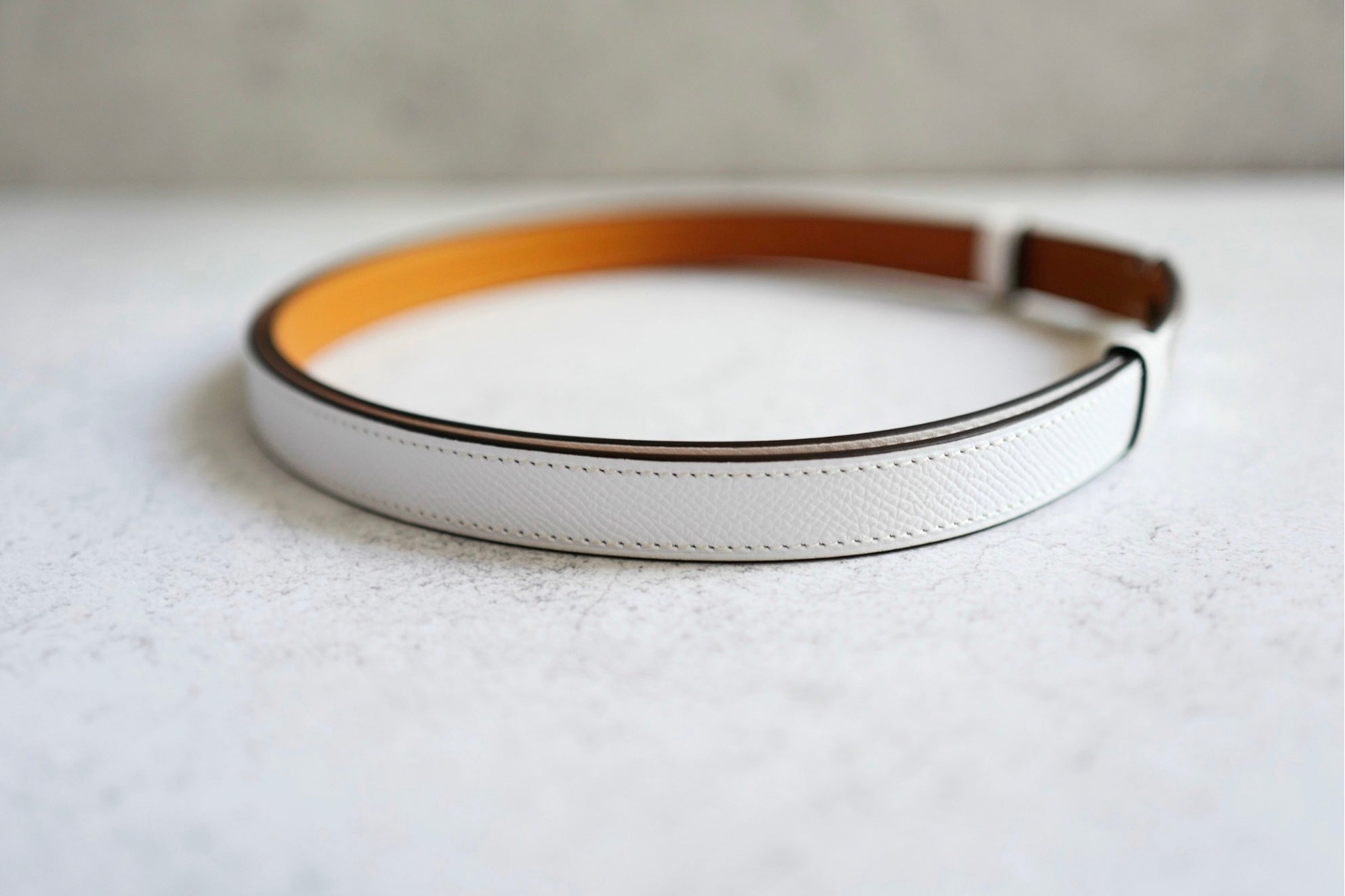 Hermès Kelly 18 Belt White Epsom Calfskin PHW