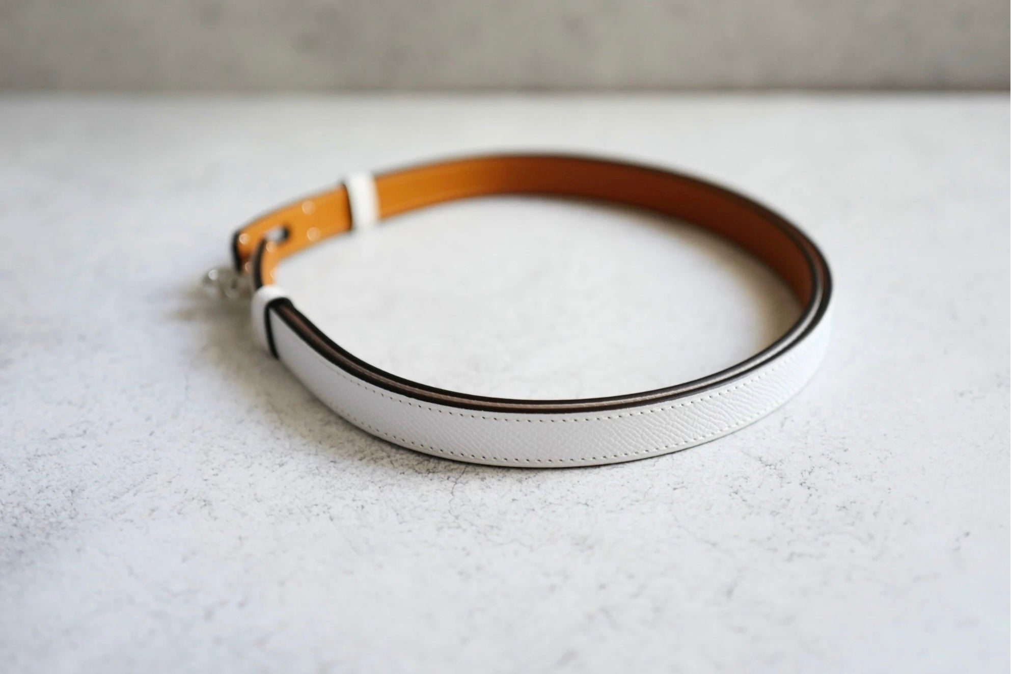 Hermès Kelly 18 Belt White Epsom Calfskin PHW