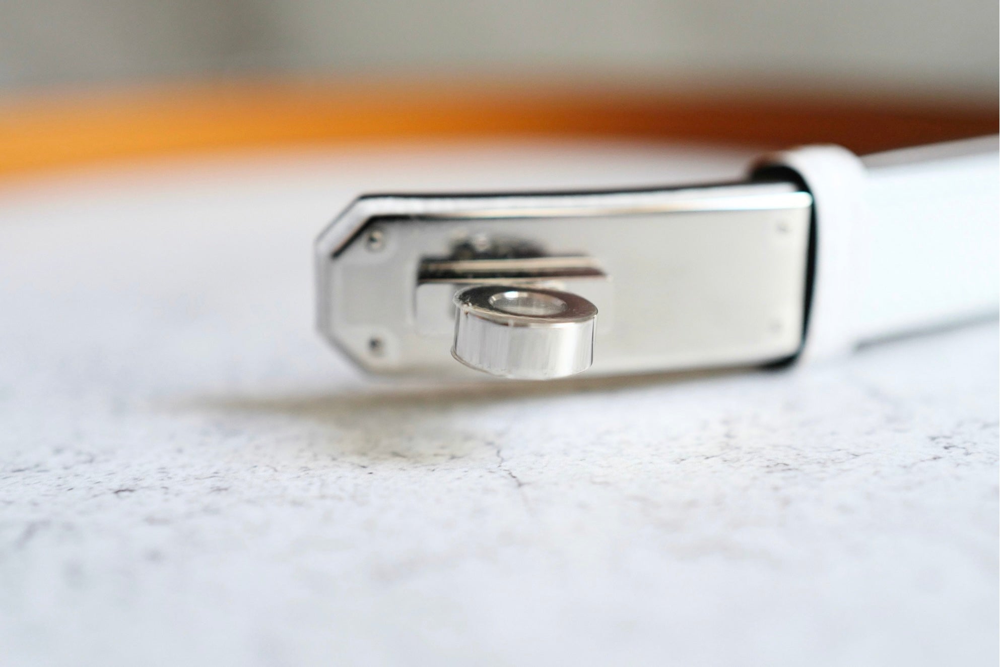 Hermès Kelly 18 Belt White Epsom Calfskin PHW