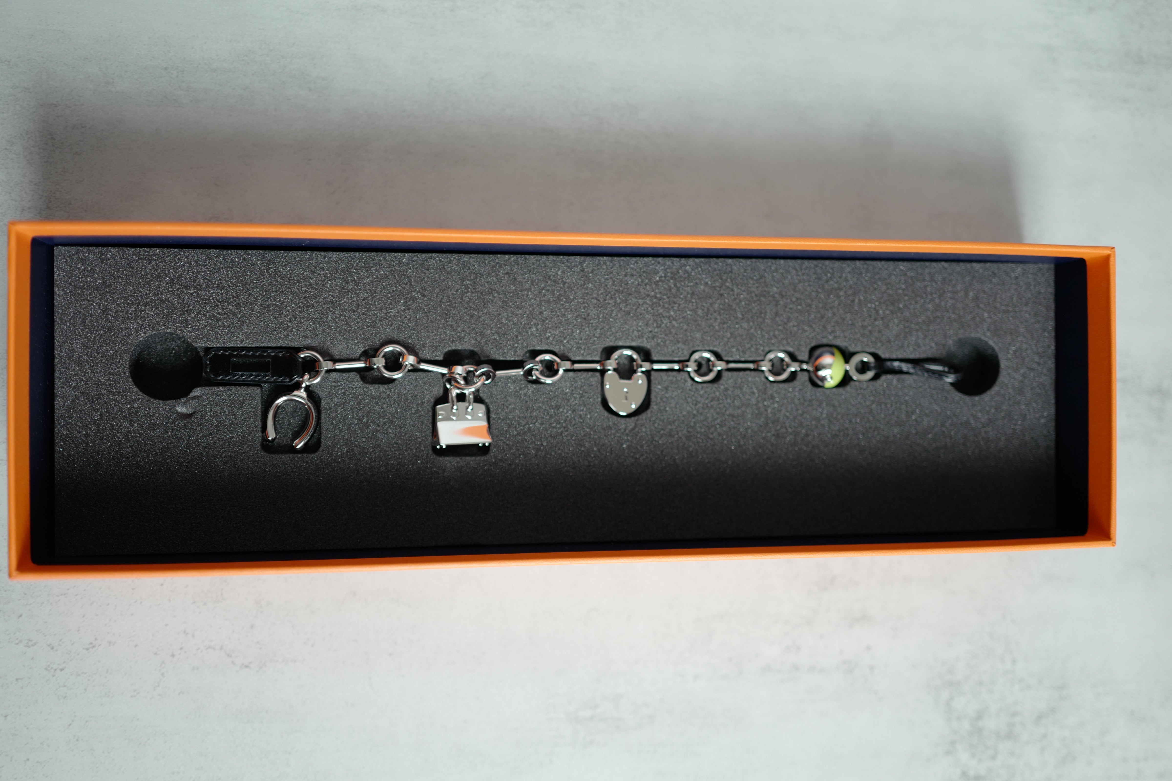 BNIB Hermès Bag Charm Accessory Bijou De Birkin N1 Box Calfskin AA Noir Grany