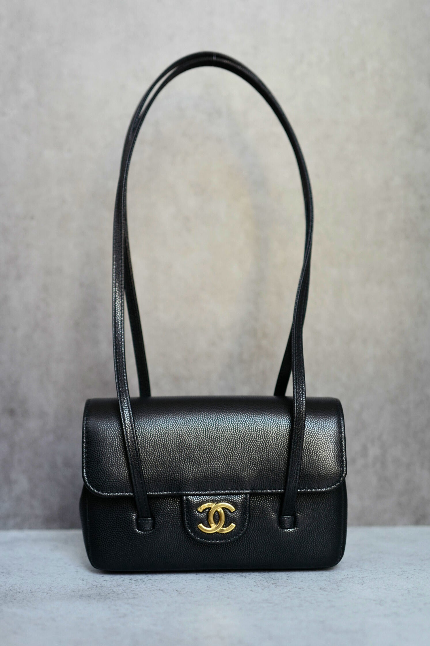 Chanel 26 Preppy Coco 17 Mini Black Grained Shiny Calfskin Gold Hardware