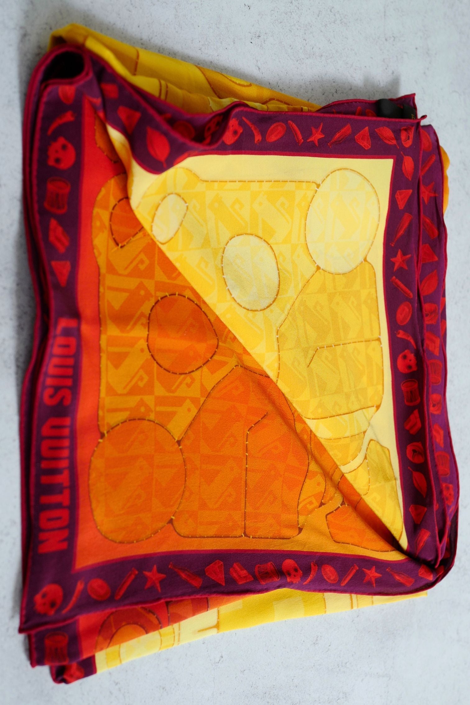 Louis Vuitton Inti Sun Scarf Silk Yellow Monogram Geometric