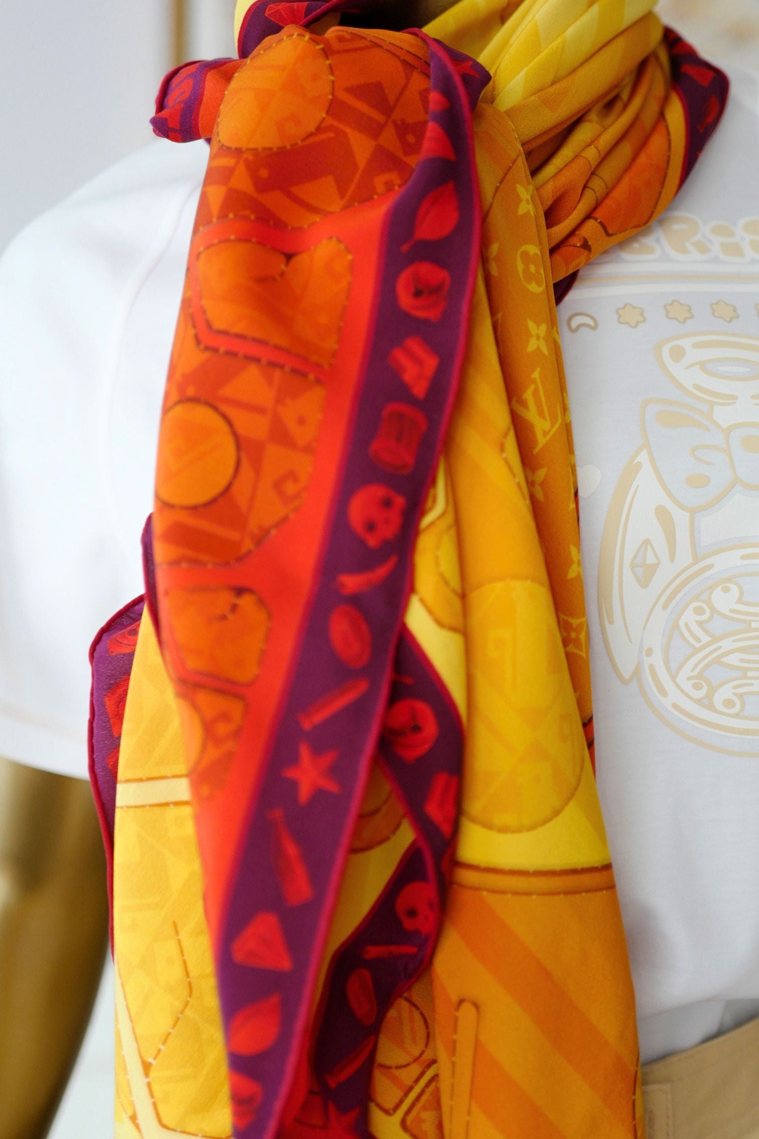 Louis Vuitton Inti Sun Scarf Silk Yellow Monogram Geometric