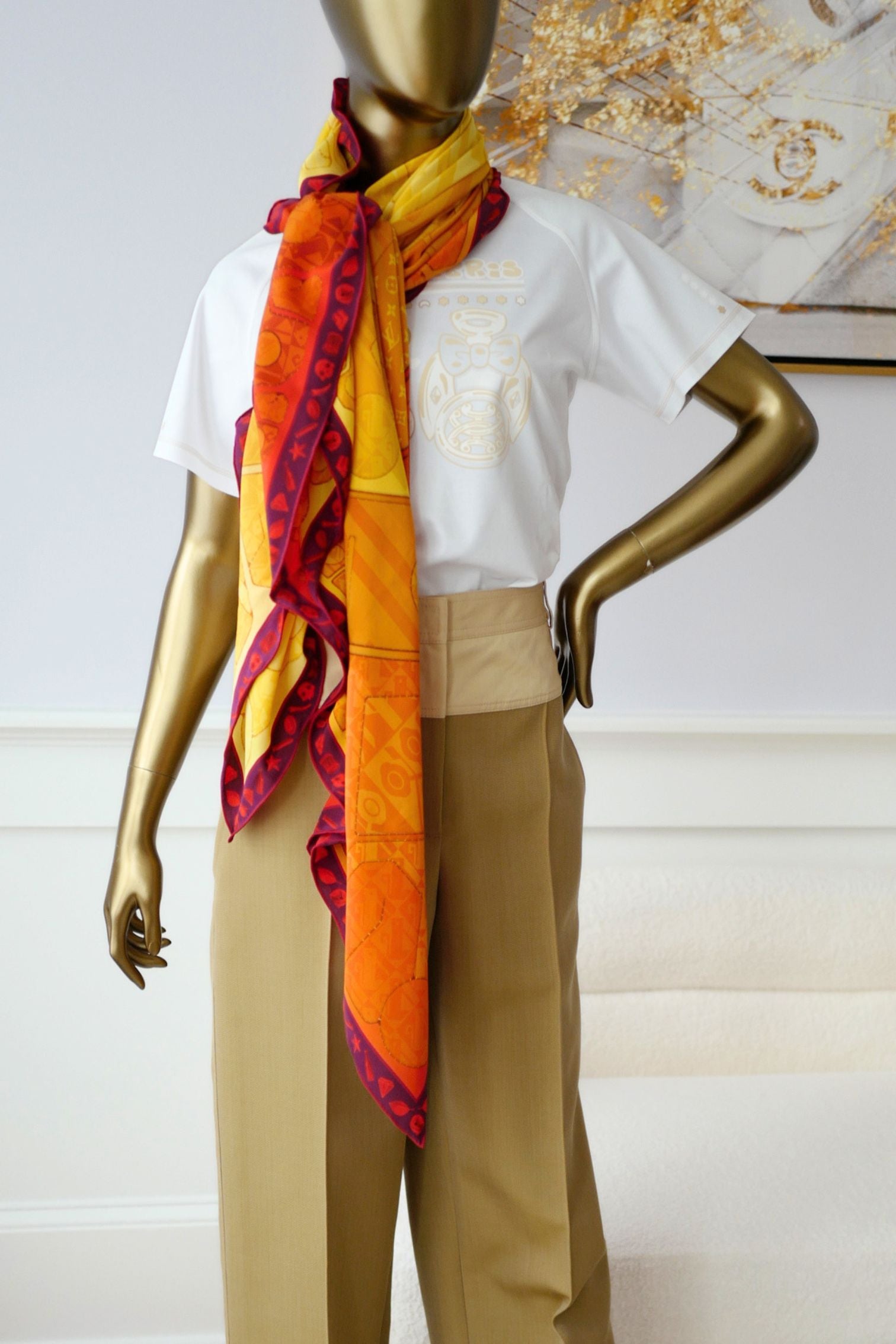 Louis Vuitton Inti Sun Scarf Silk Yellow Monogram Geometric