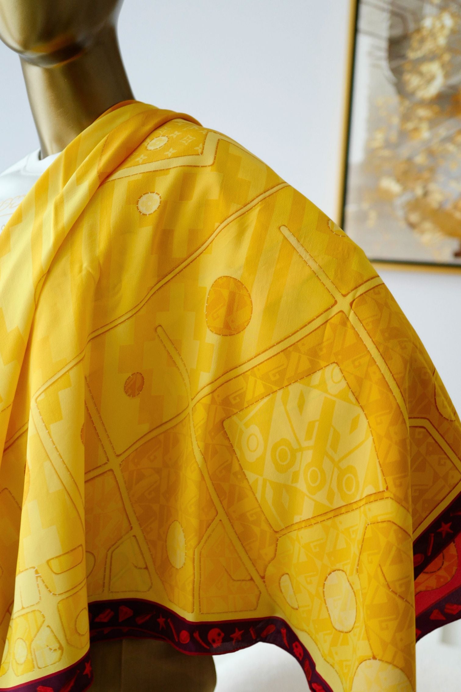 Louis Vuitton Inti Sun Scarf Silk Yellow Monogram Geometric