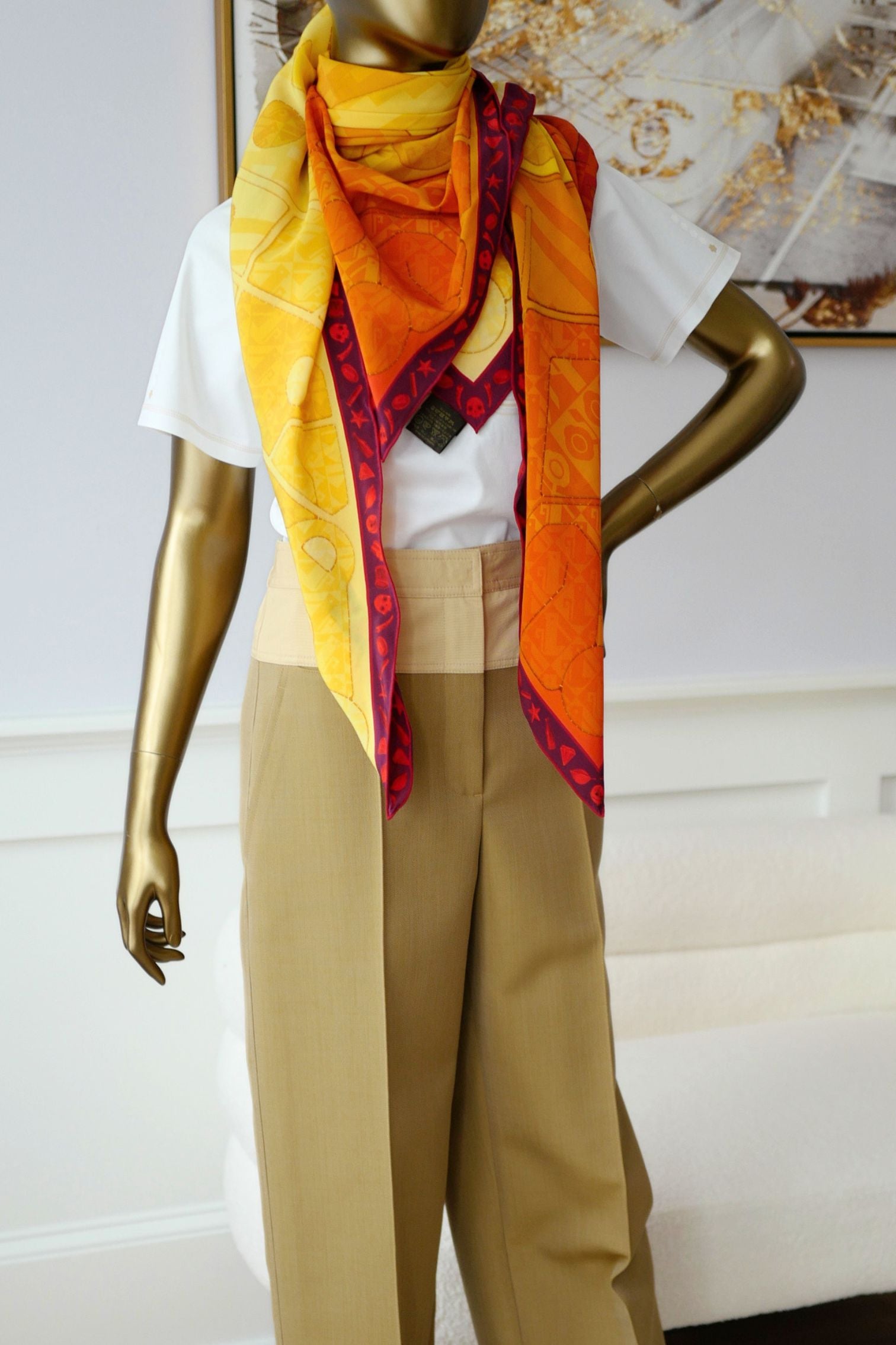 Louis Vuitton Inti Sun Scarf Silk Yellow Monogram Geometric