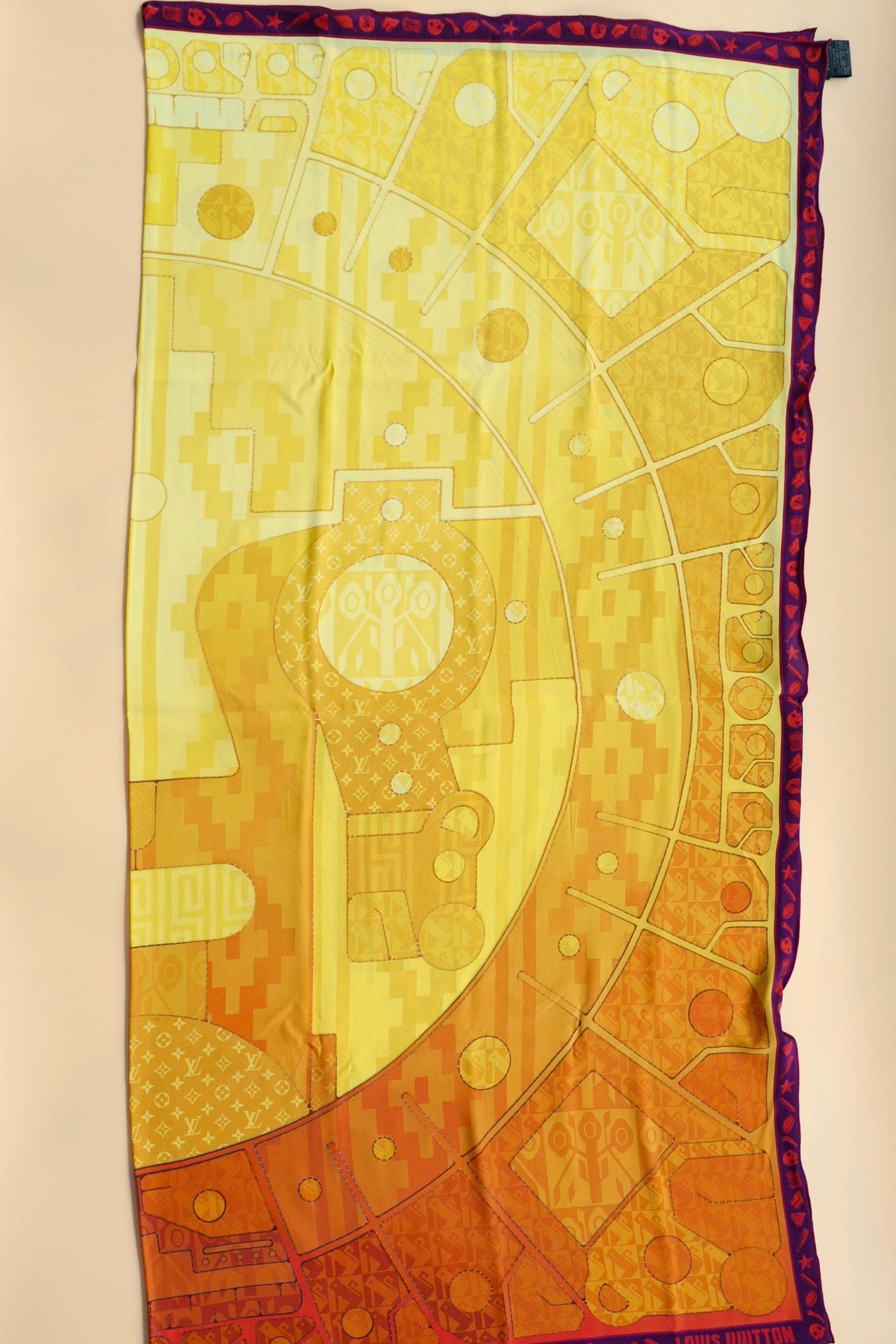Louis Vuitton Inti Sun Scarf Silk Yellow Monogram Geometric