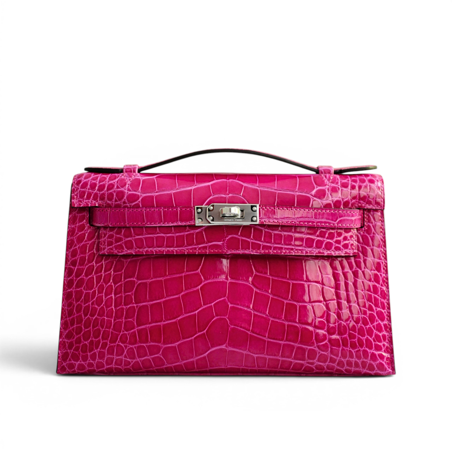 Hermès Kelly Mini Pochette Rose Mexico Alligator Mississippiensis Lisse PHW K Stamp