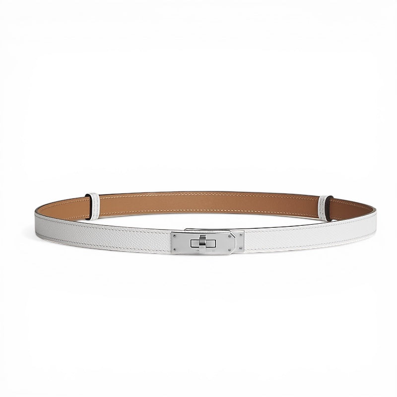 Hermès Kelly 18 Belt White Epsom Calfskin PHW