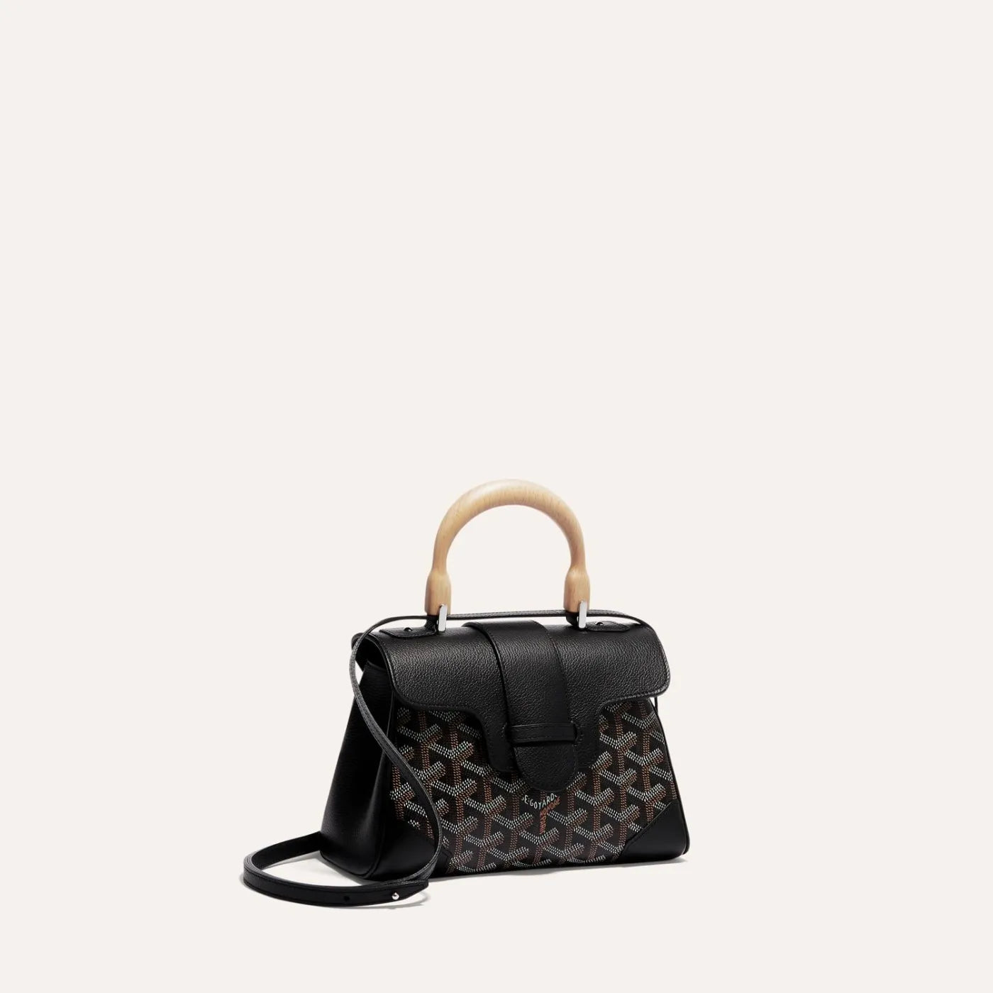 NEW Goyard Saigon Souple Mini Bag in Black Palladium HW with Beech Handle