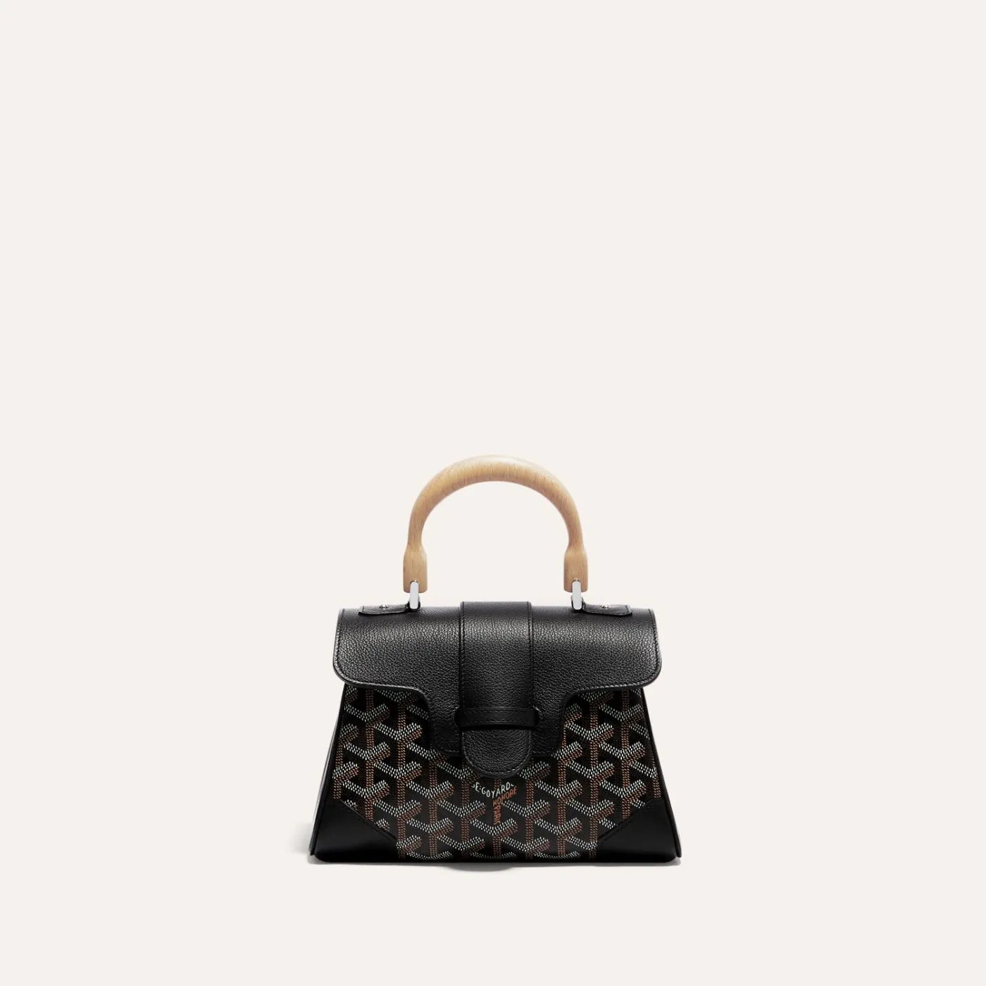 NEW Goyard Saigon Souple Mini Bag in Black Palladium HW with Beech Handle