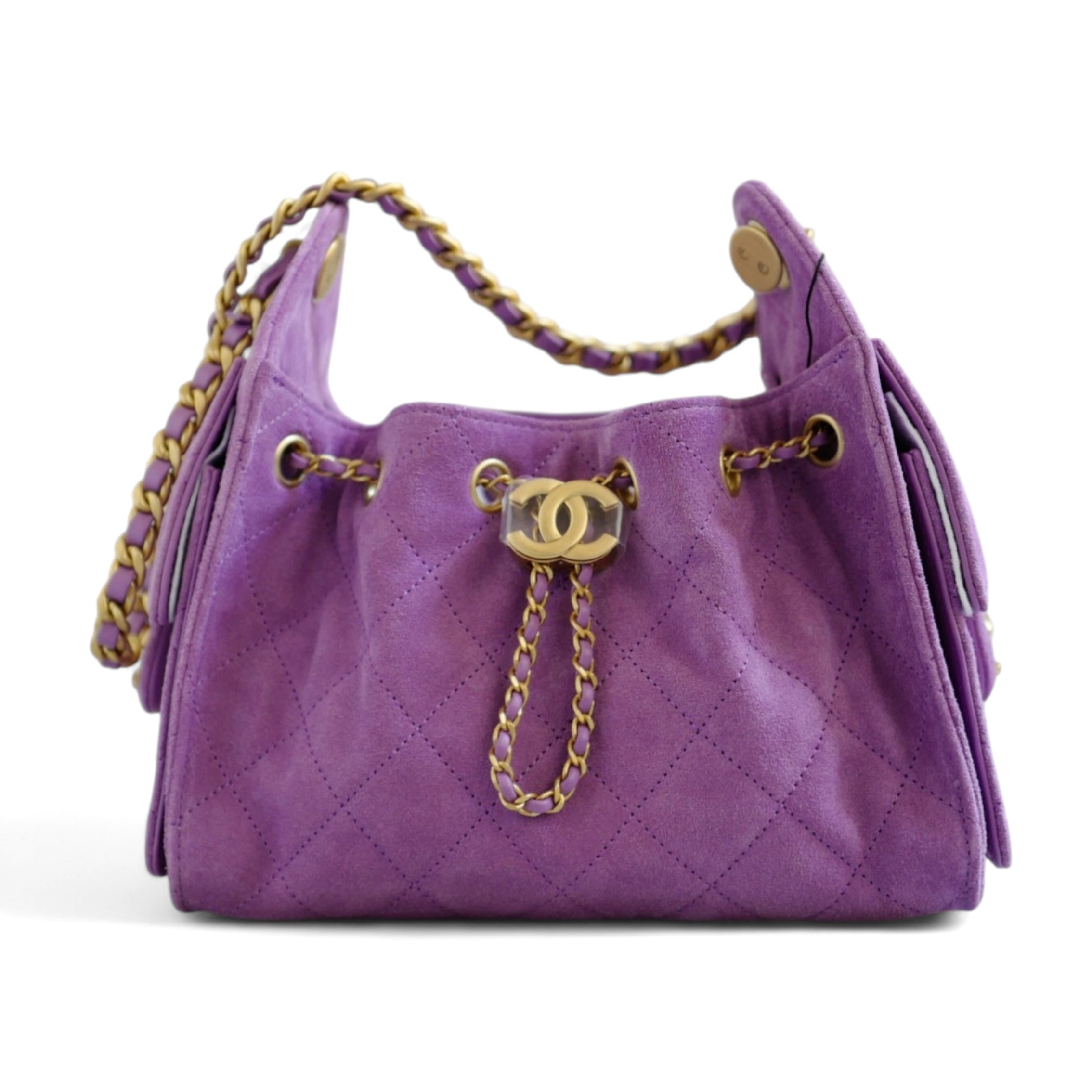 BNIB Chanel 26C Mini Hobo Shoulder Bag in Purple Suede with Gold Hardware