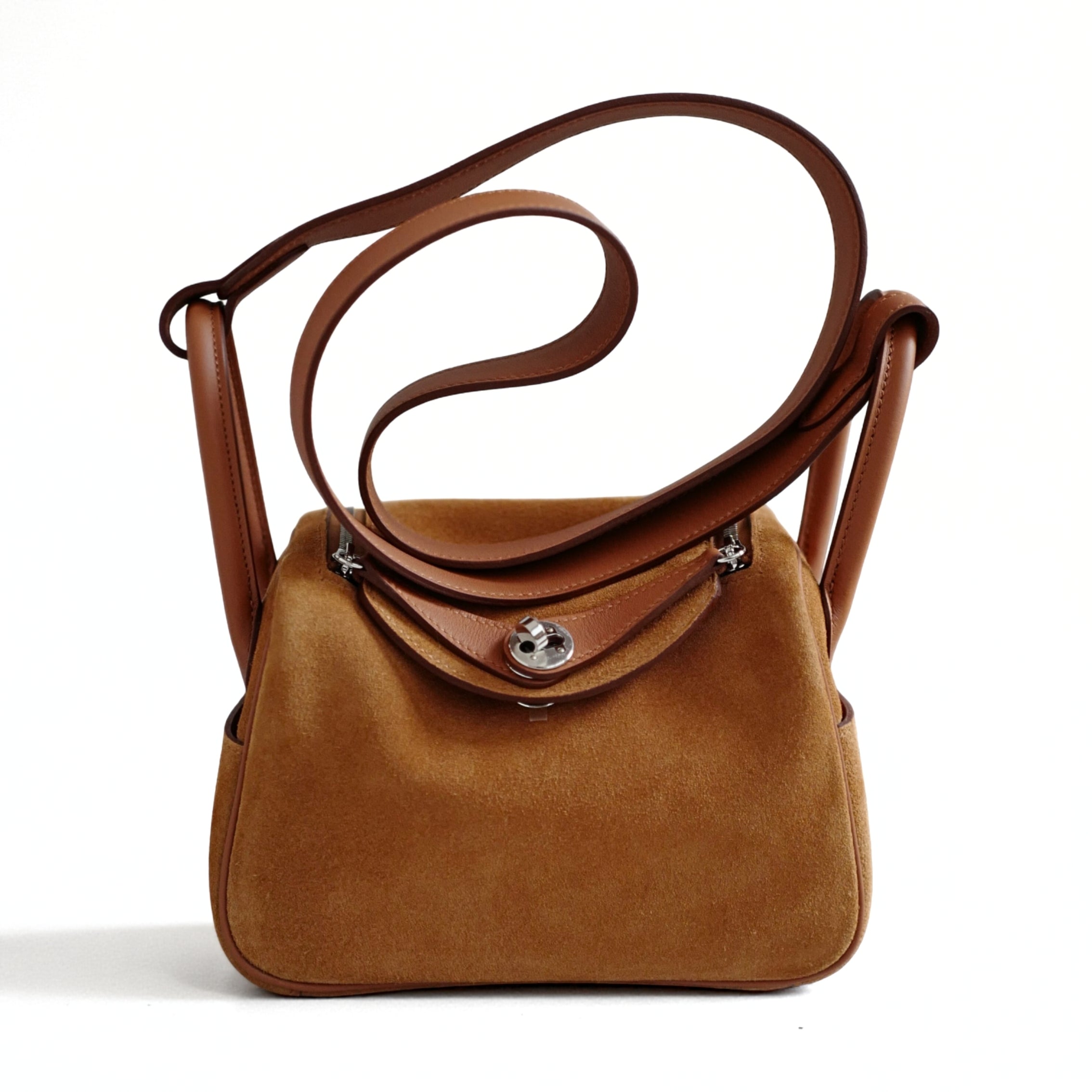 Hermès Mini Lindy II Gold Chamois Swift & Grizzly Leather with PHW K S