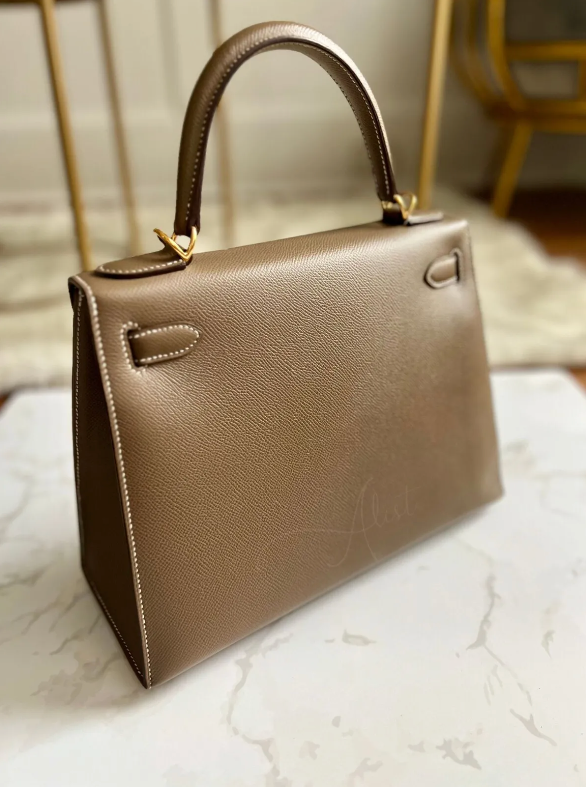 Hermes Kelly 28 Etoupe Sellier Epsom Gold HW C Stamp 2019