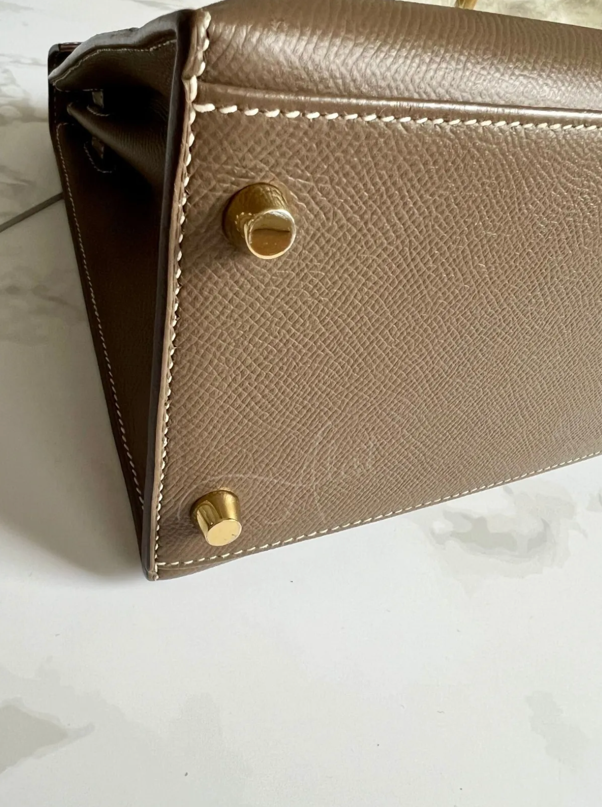 Hermes Kelly 28 Etoupe Sellier Epsom Gold HW C Stamp 2019