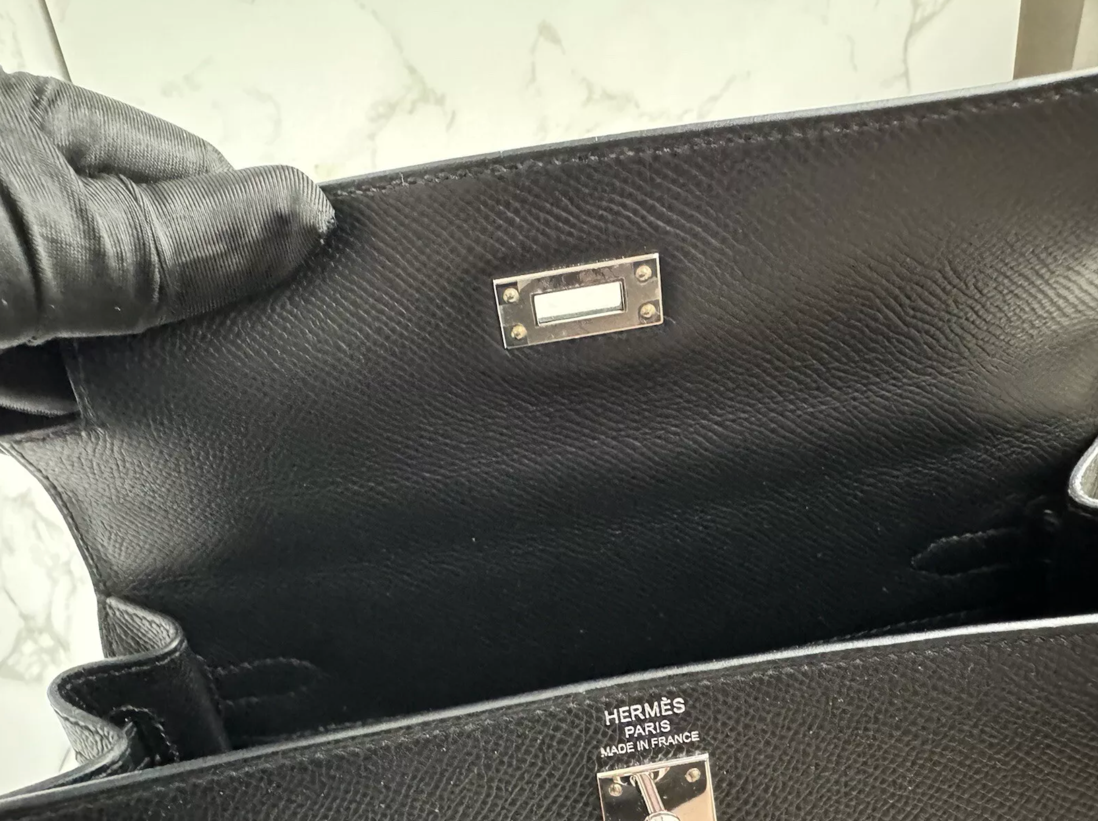 NEW Hermes Kelly 25 Black Epsom Sellier Palladium HW Complete Receipt 2022