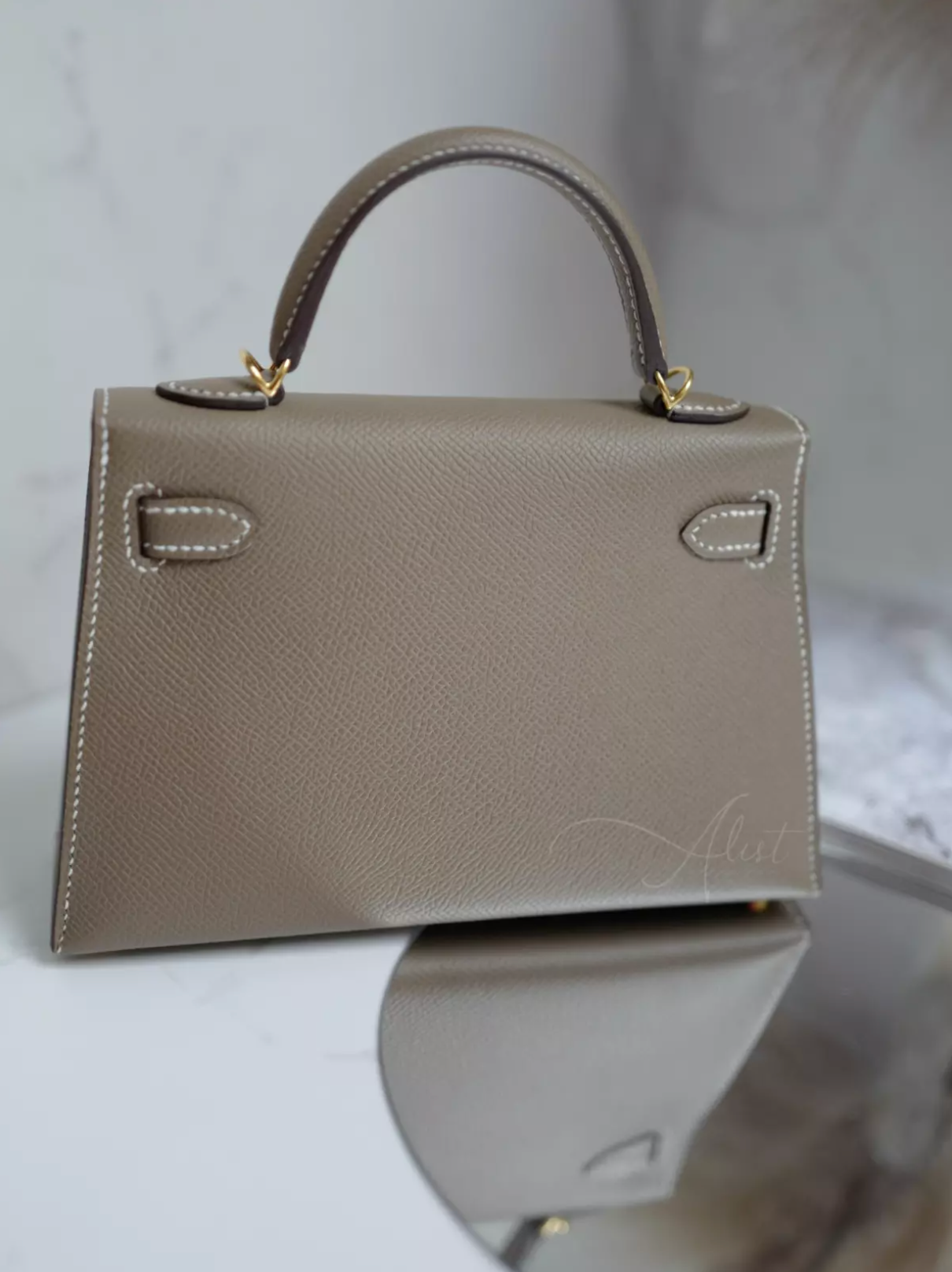 BNiB Hermes Mini kelly 20 Etoupe Epsom Gold HW U Stamp