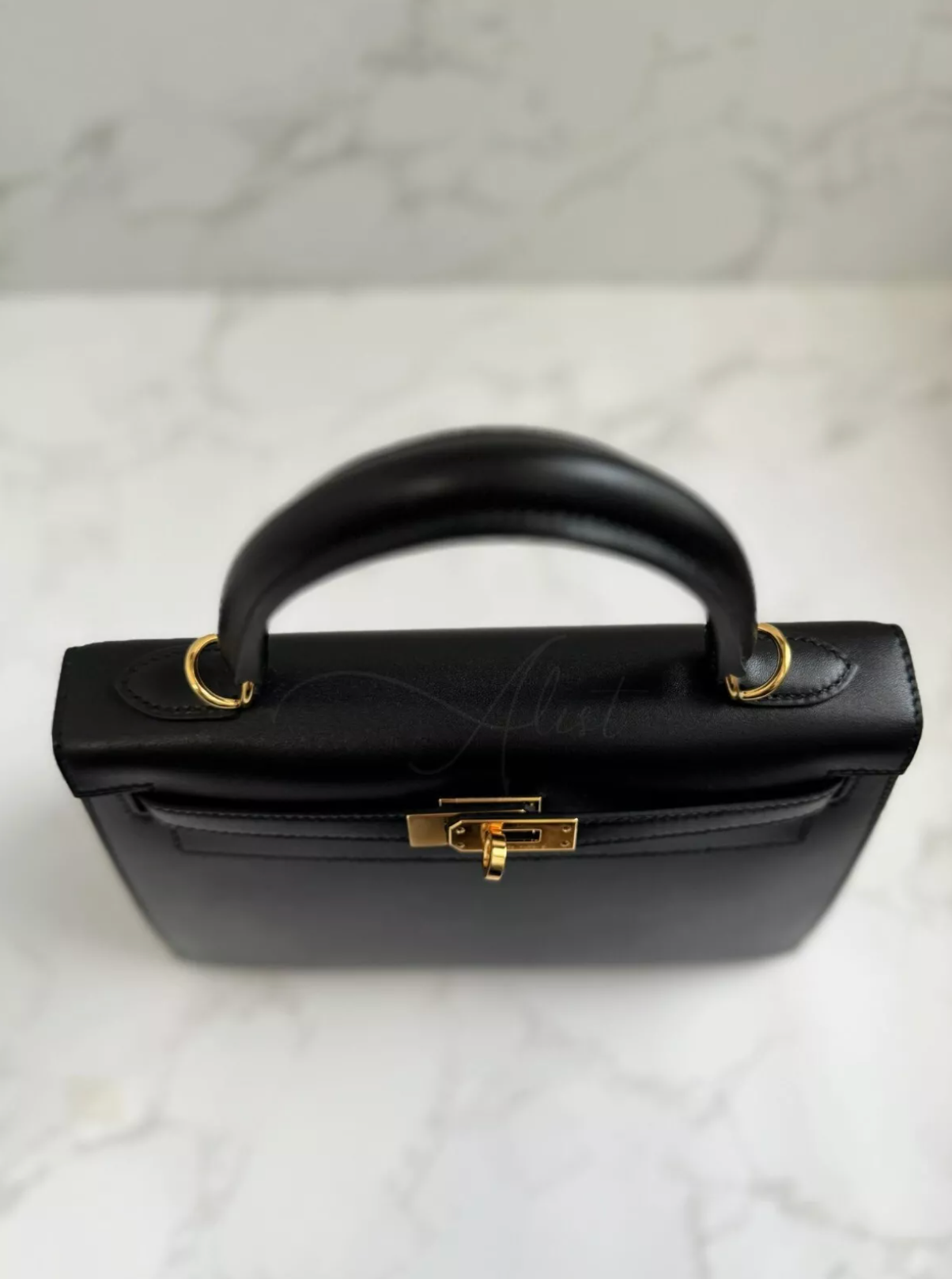 Hermes Kelly 25 Black Tadelakh Sellier Gold HW Complete Original Receipt NEW