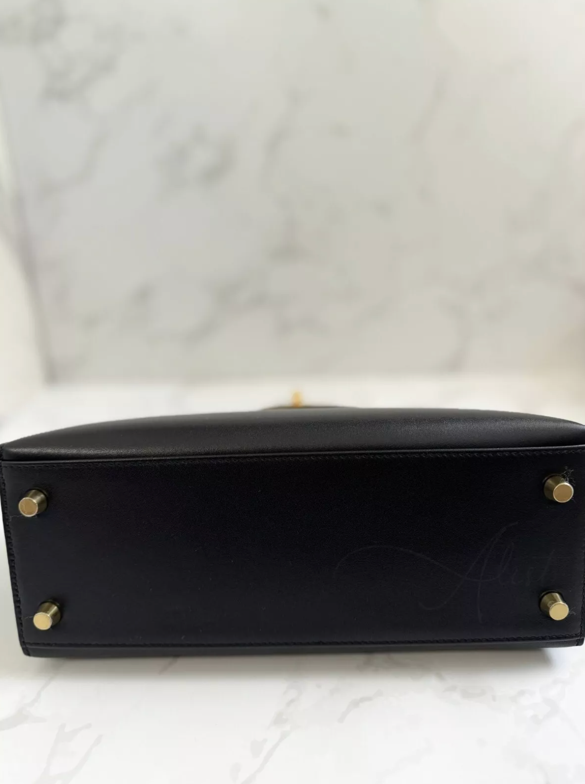 Hermes Kelly 25 Black Tadelakh Sellier Gold HW Complete Original Receipt NEW