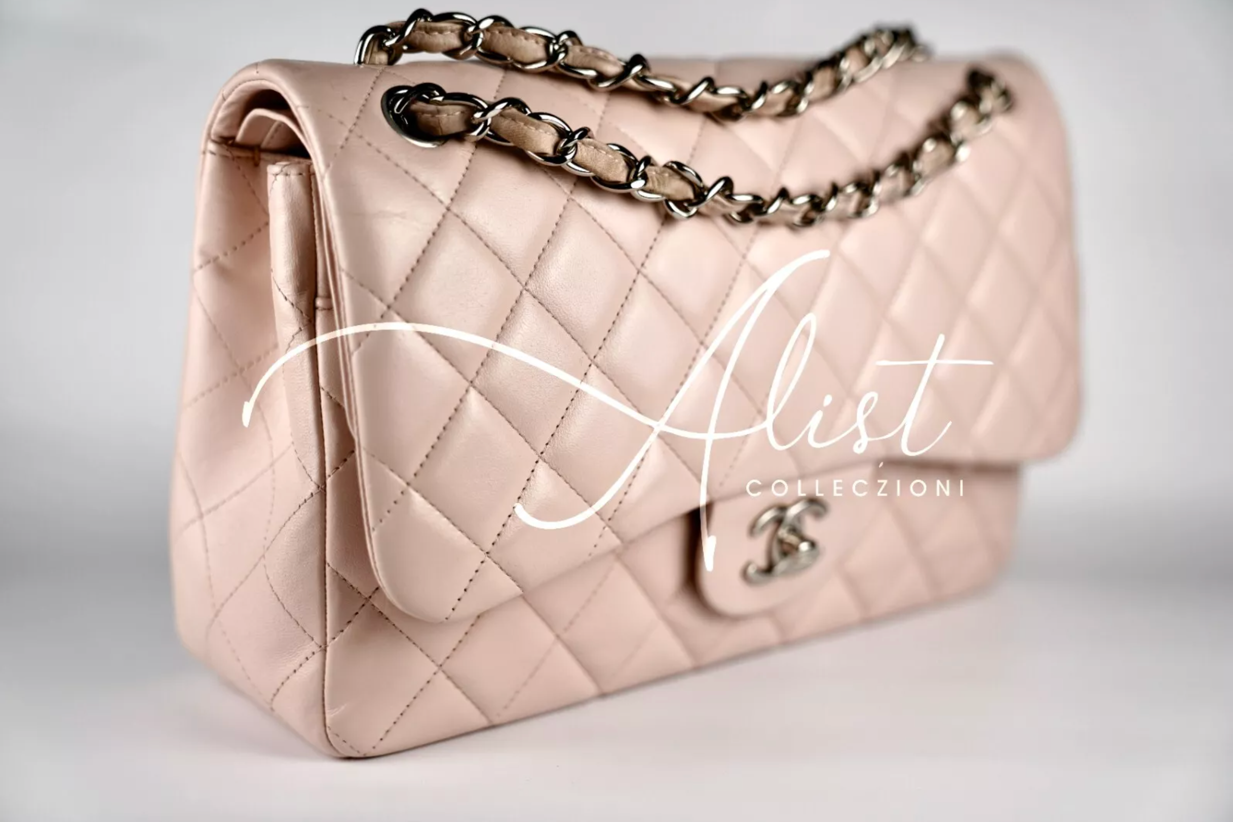 Preowned Chanel Jumbo Classic Flap in Baby Pink Rose Clair Lambskin #13