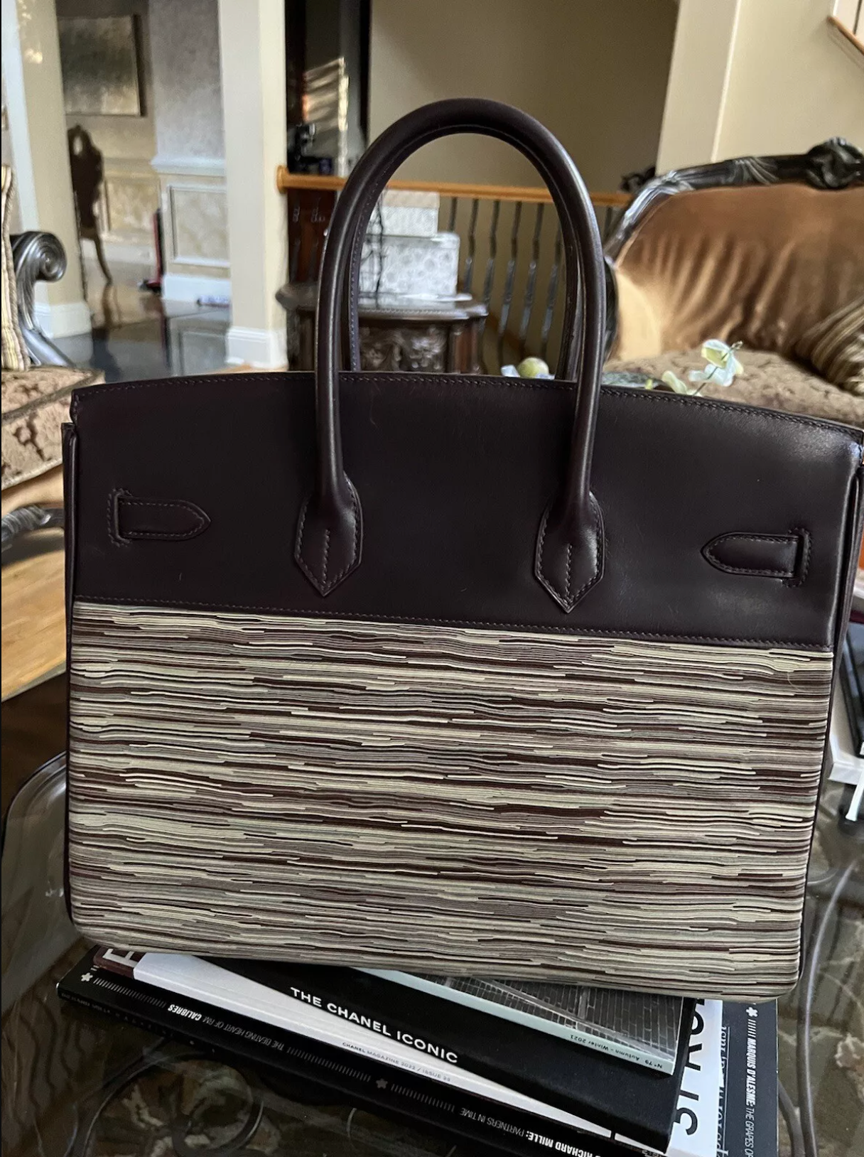 Preowned Hermes Birkin 35 Vibrato Raisin With Palladium HW Limited Edition