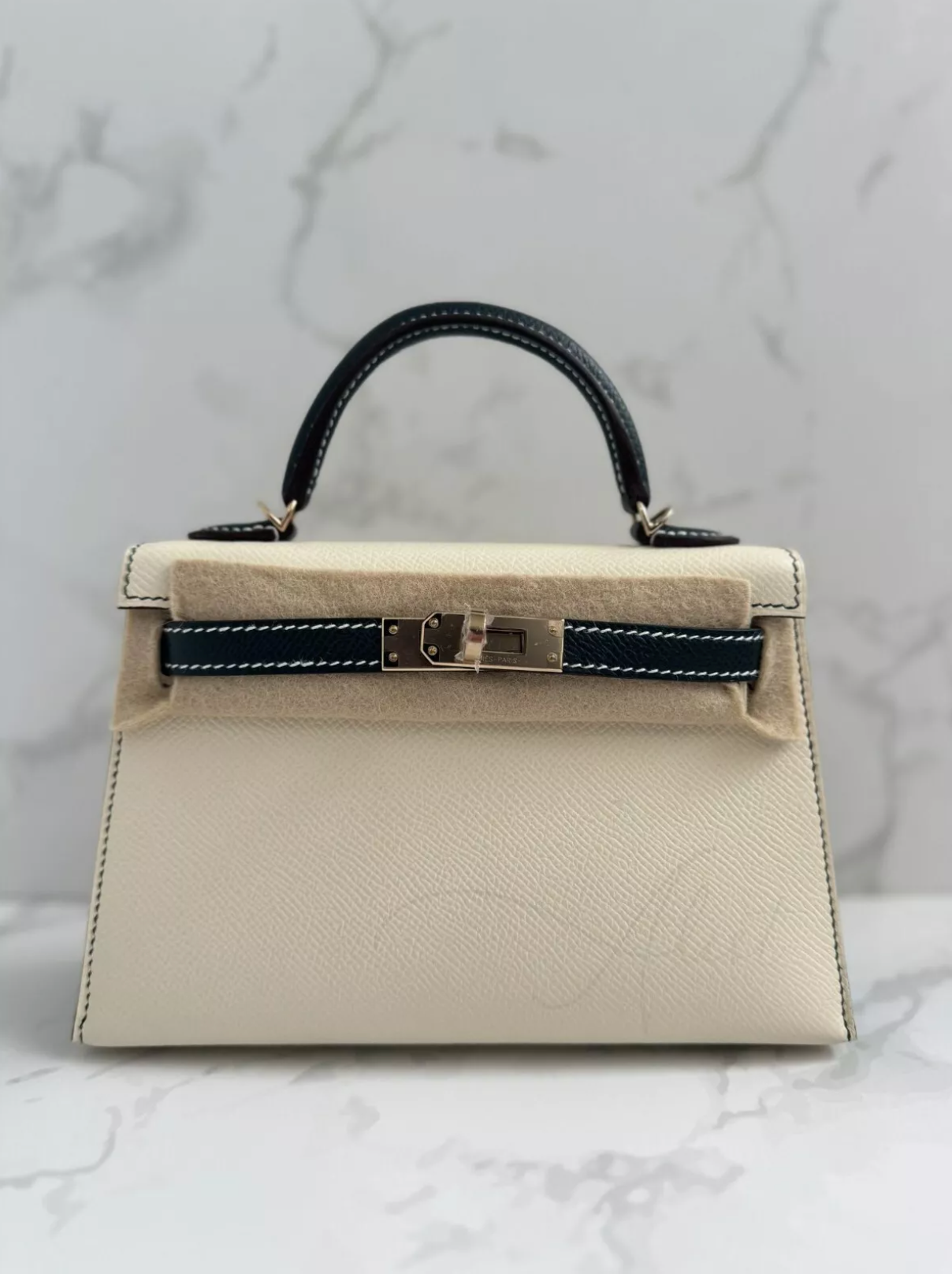 New Hermes Mini kelly 20 HSS Nata/Vert Cypress Epsom Permabrass HW 2023 Complete