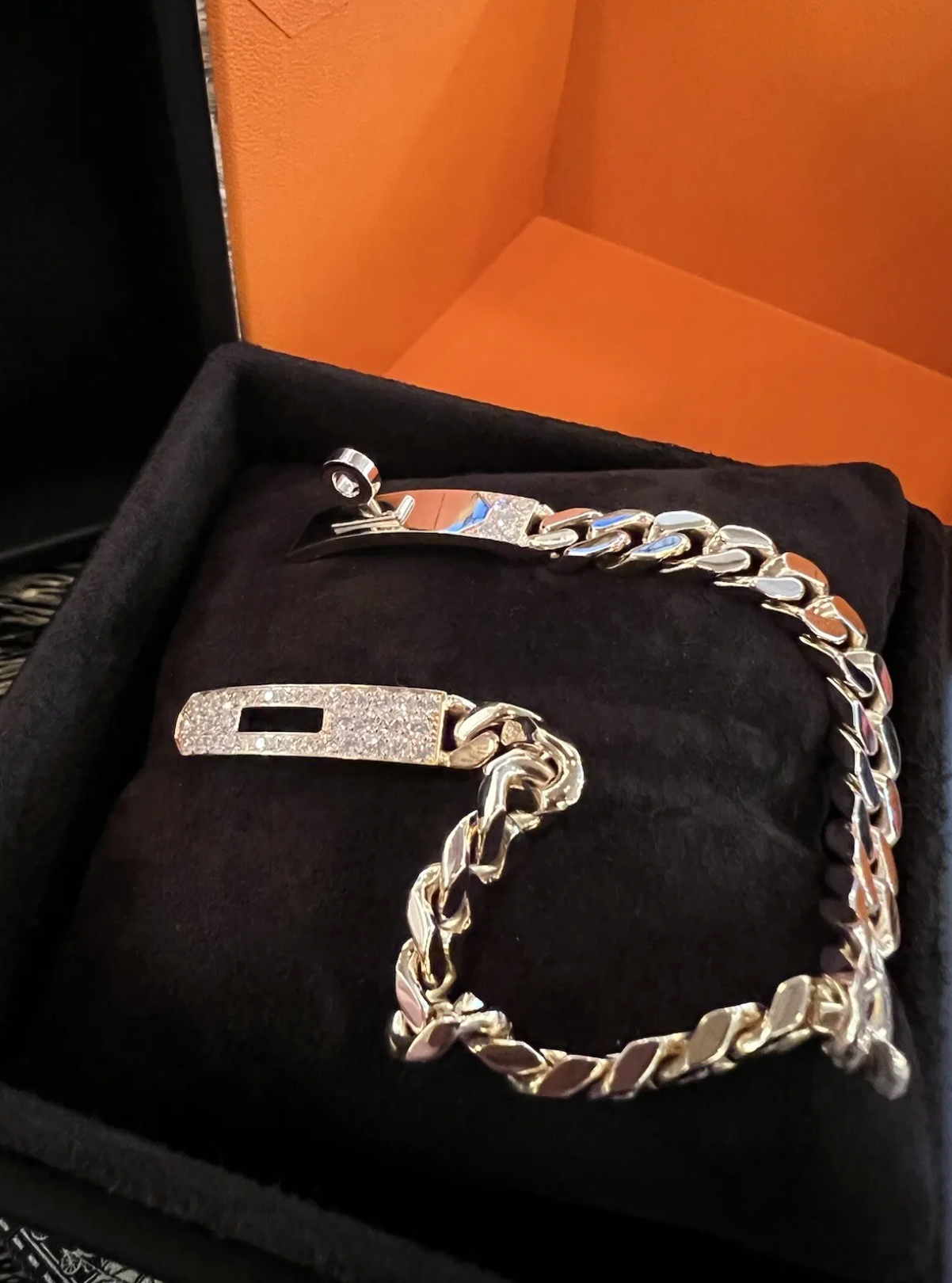 NEW Hermes Kelly Gourmet 18K Rose Gold Diamond Chain Bracelet SH $17k Retail