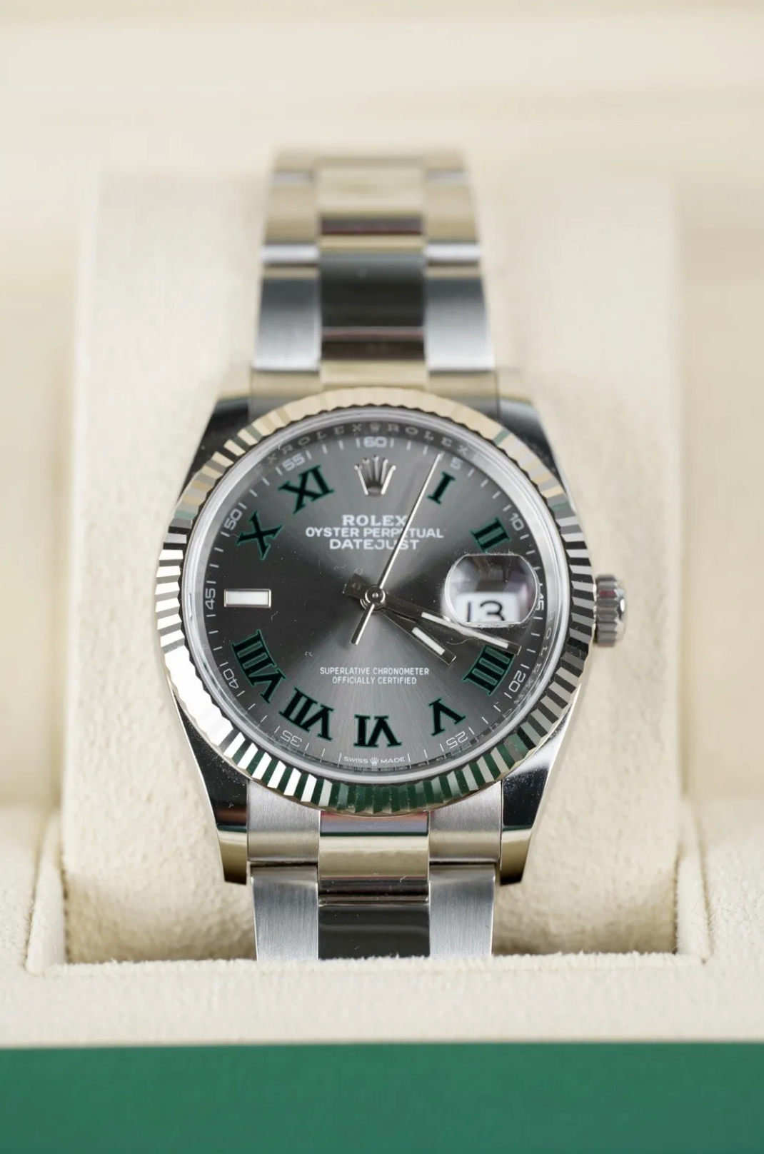 Rolex Datejust 36 Oystersteel/White Gold Slate Dial Wimbledon Oyster W