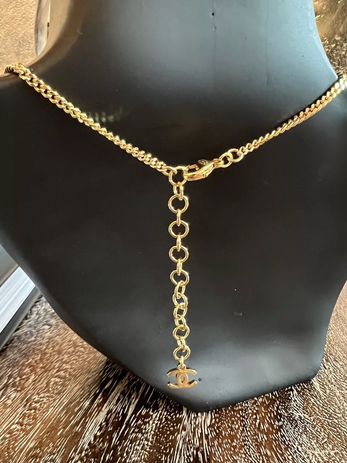 Chanel 23C Heart Gold Necklace with Crystals