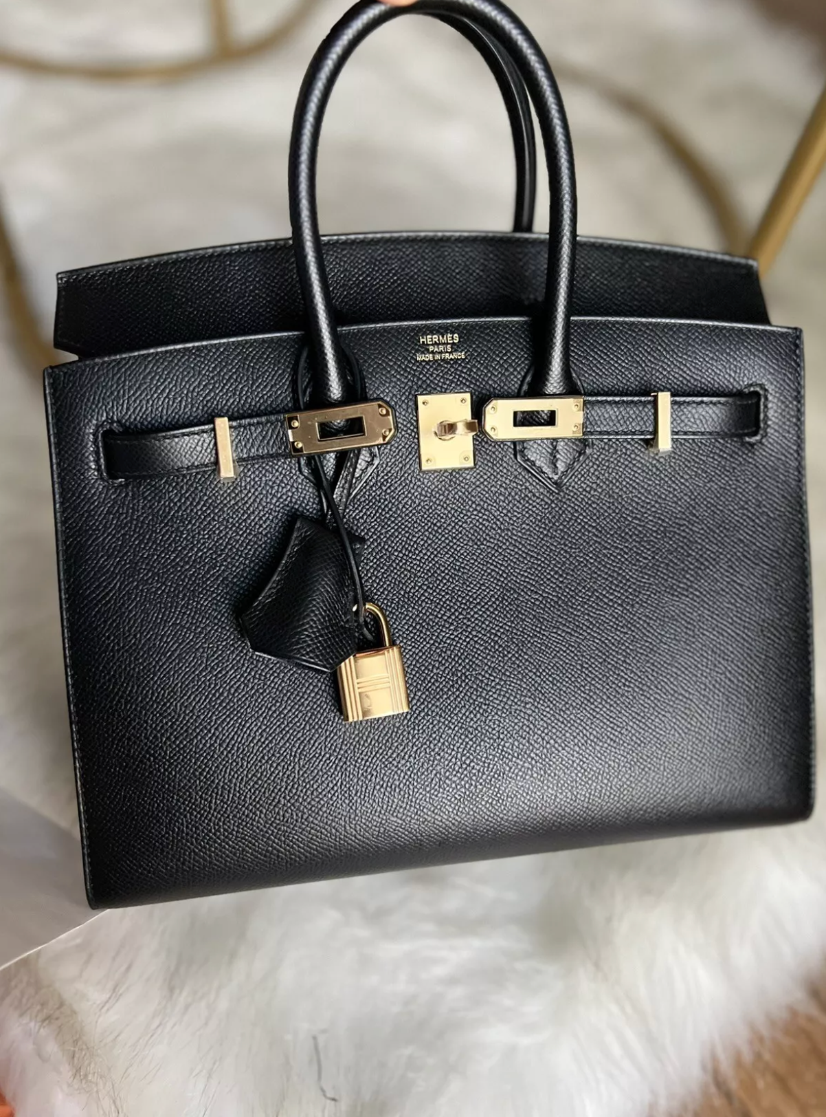 Hermes Birkin 25 Black Epsom Sellier Gold Hardware Complete Original Receipt