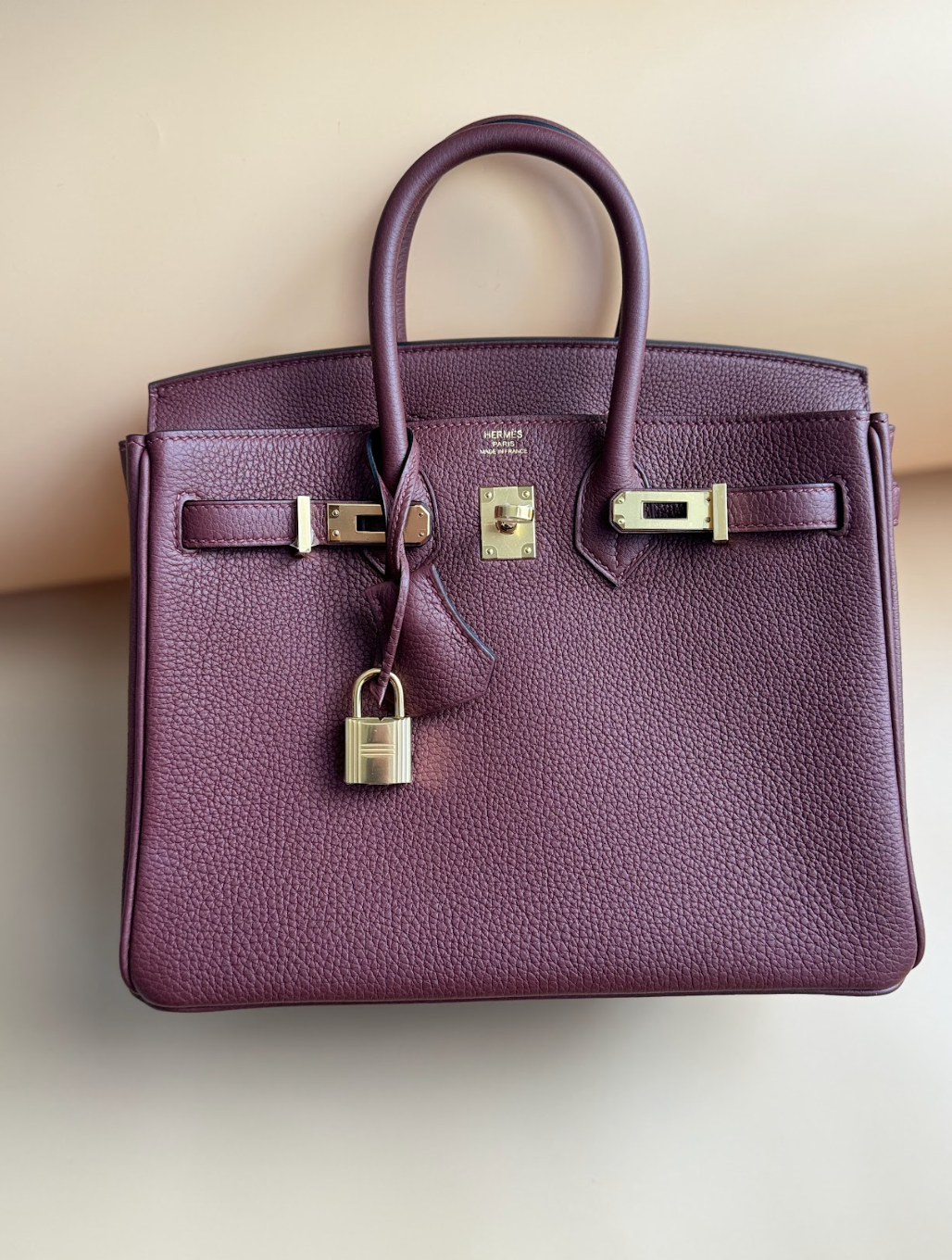 Hermes birkin 25 rouge hermes togo gold hardware brand new 2024 receipt