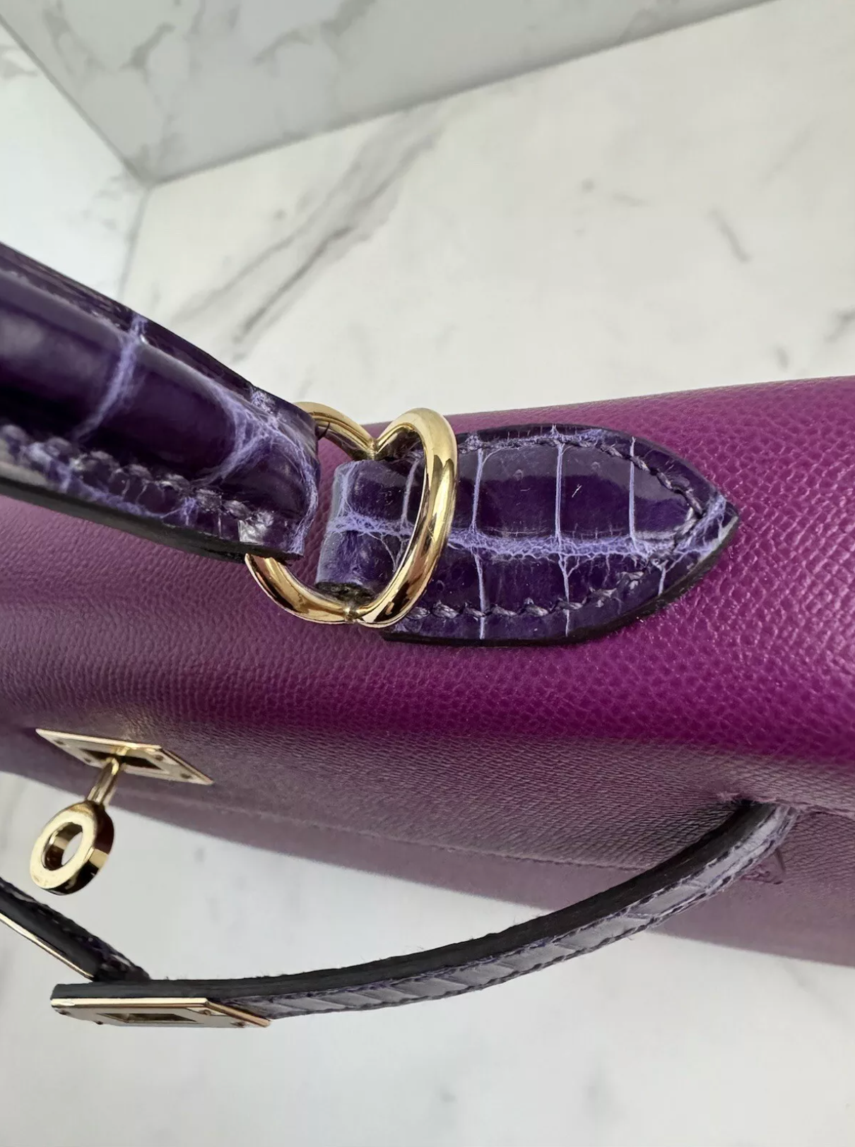 Hermes Kelly 25 Touch Anemone/amethyst Purple Shiny Niloticus Sellier Gold HW