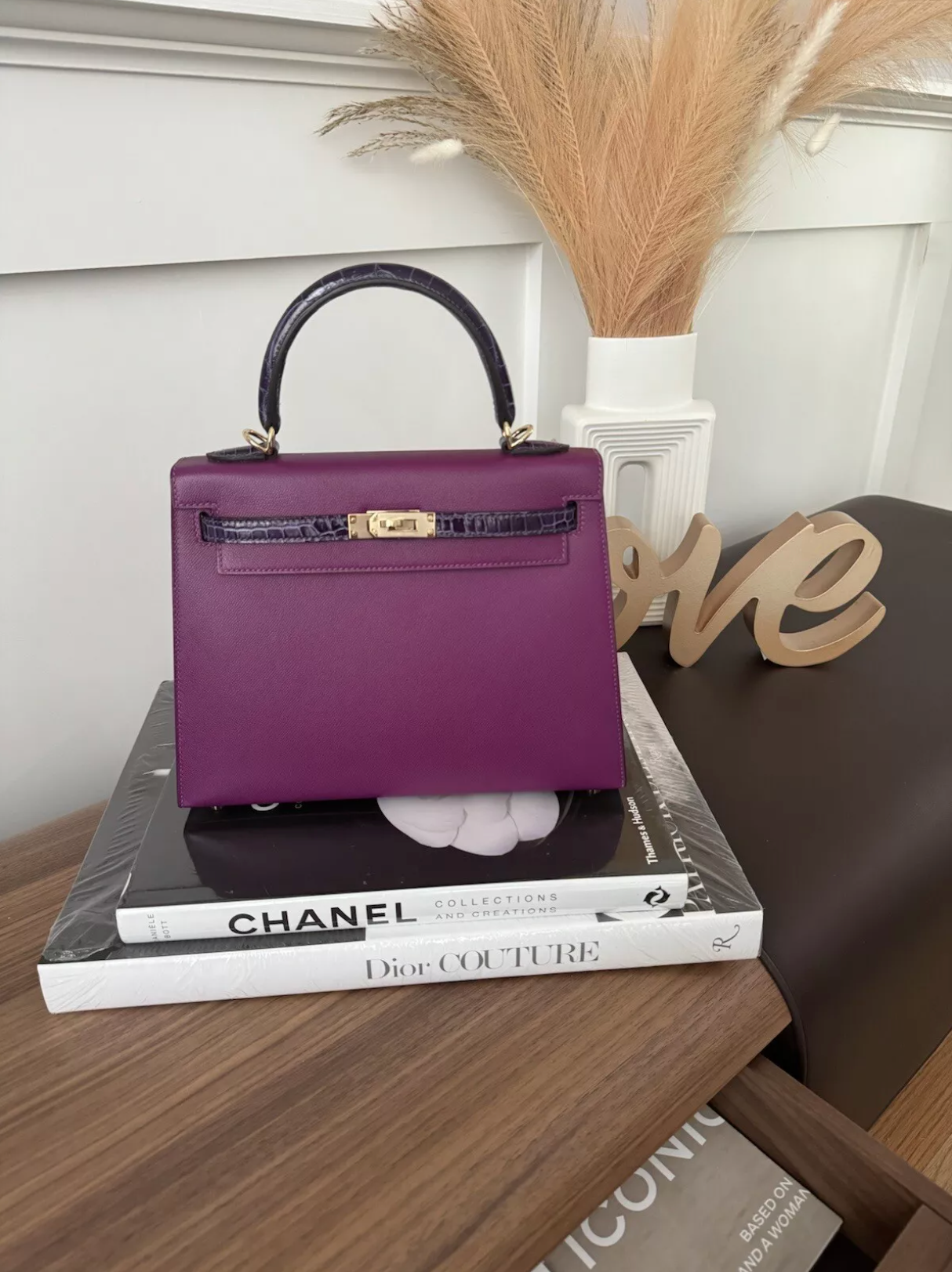 Hermes Kelly 25 Touch Anemone/amethyst Purple Shiny Niloticus Sellier Gold HW