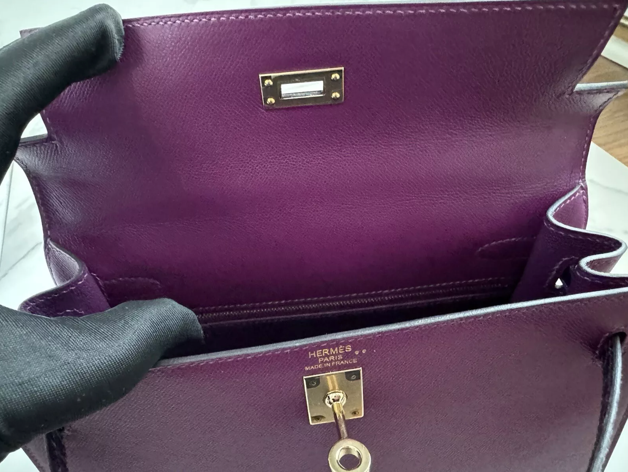 Hermes Kelly 25 Touch Anemone/amethyst Purple Shiny Niloticus Sellier Gold HW