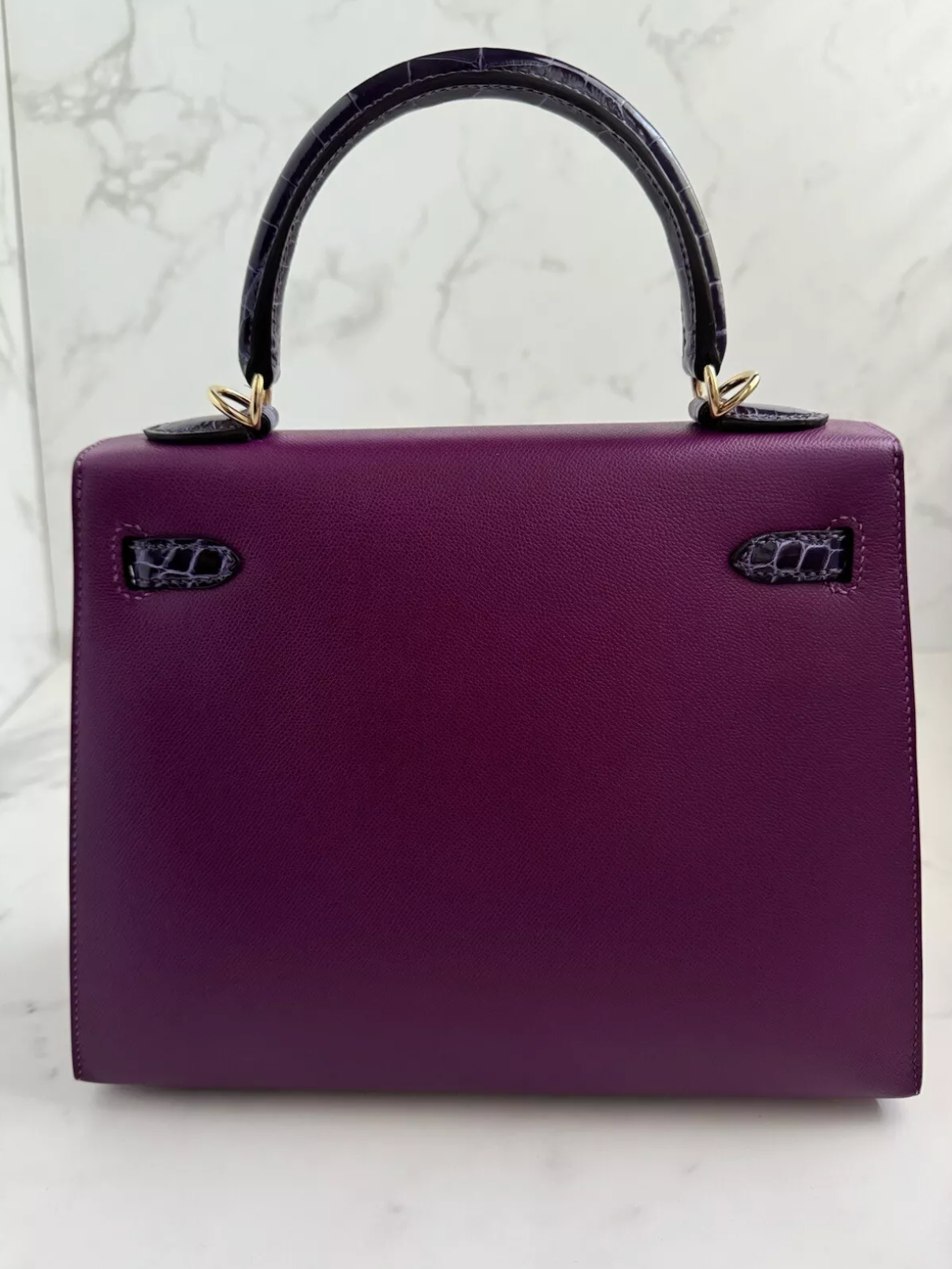 Hermes Kelly 25 Touch Anemone/amethyst Purple Shiny Niloticus Sellier Gold HW