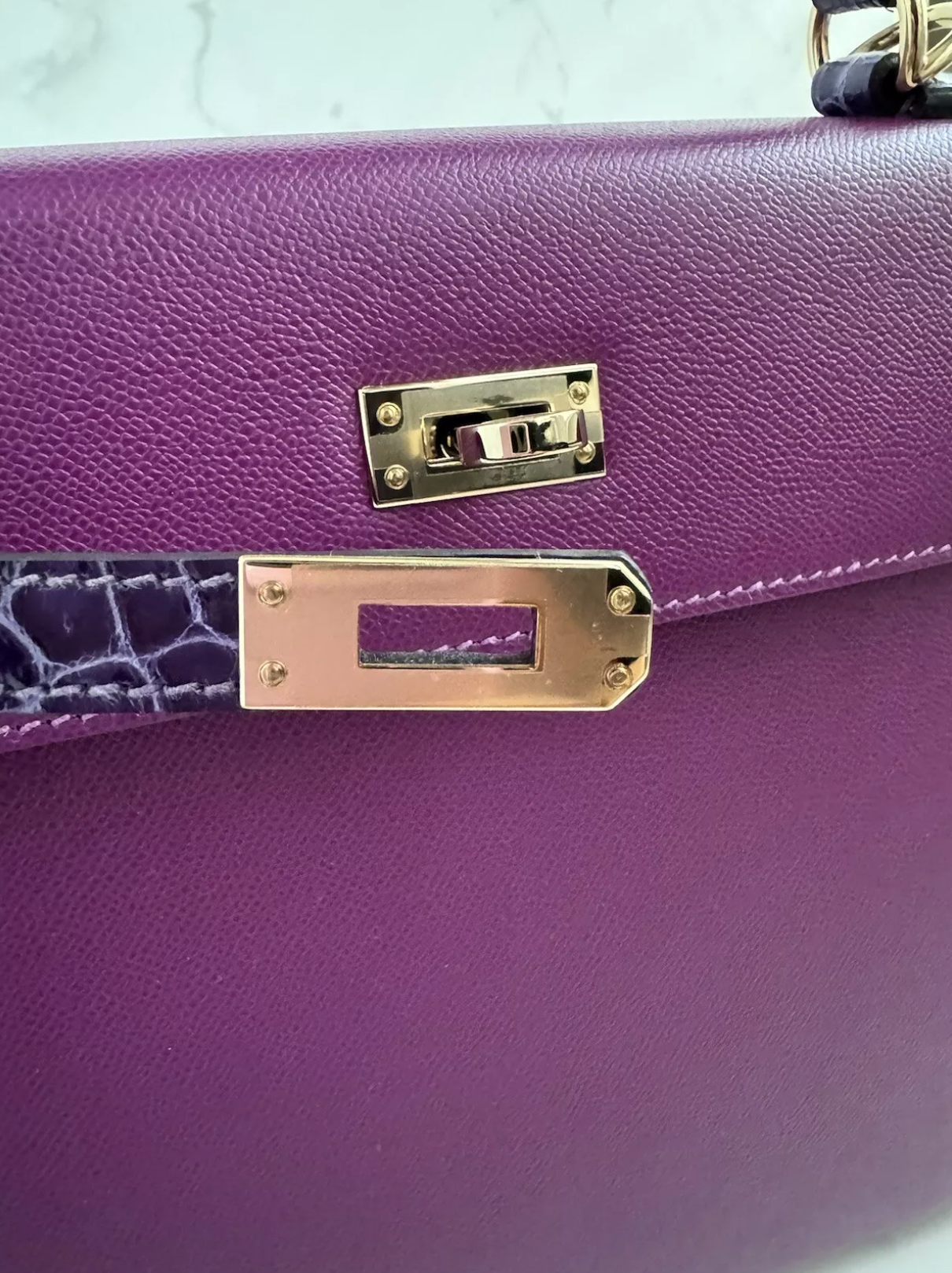 Hermes Kelly 25 Touch Anemone/amethyst Purple Shiny Niloticus Sellier Gold HW